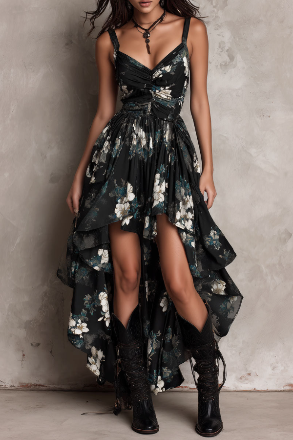 Women's Fashion Retro Printed Temperament Dress