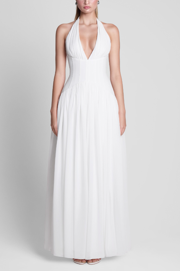Shawl-style Fitted Long Dress