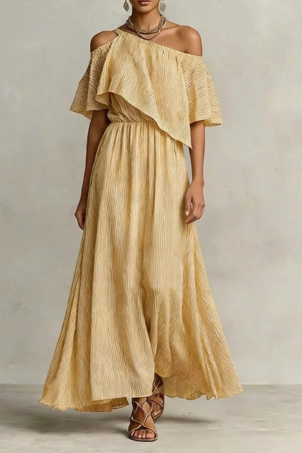 Coastal Breeze One-Shoulder Maxi Dress