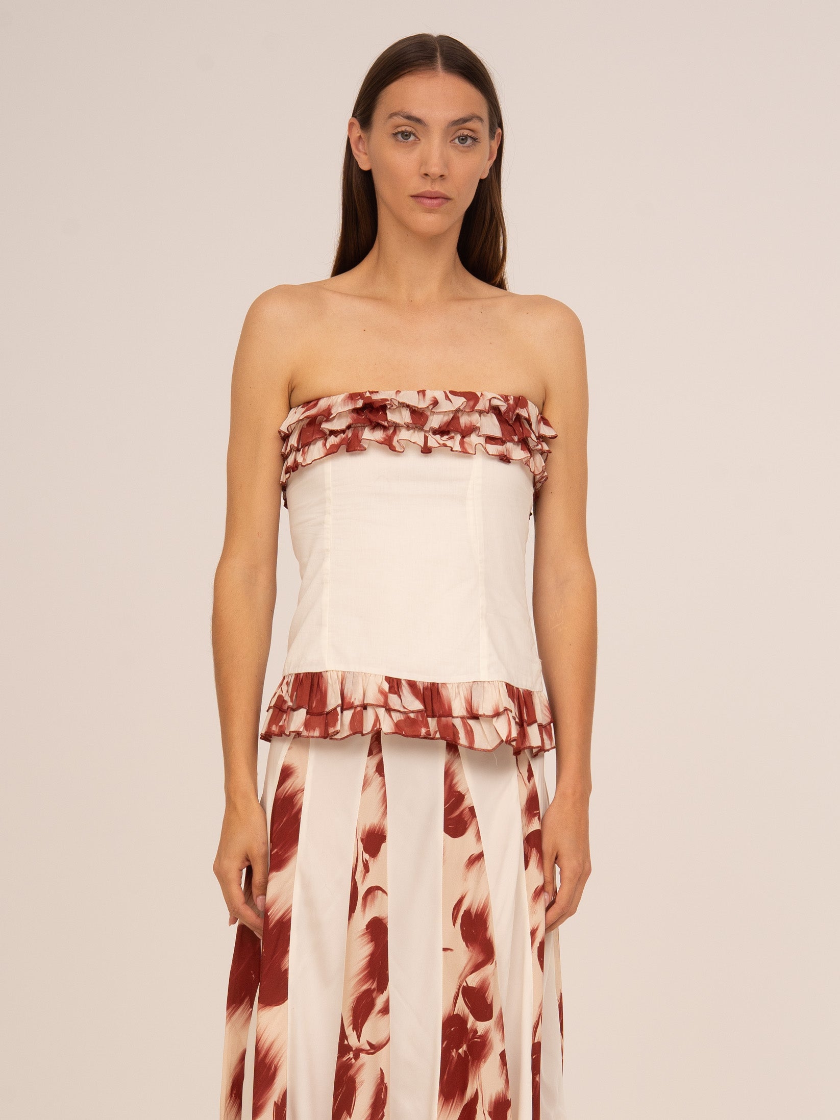 Red Noctis Flower Print Skirt