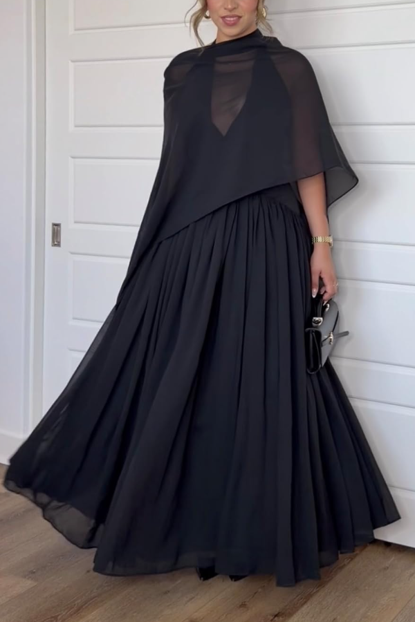 Shawl-style Fitted Long Dress