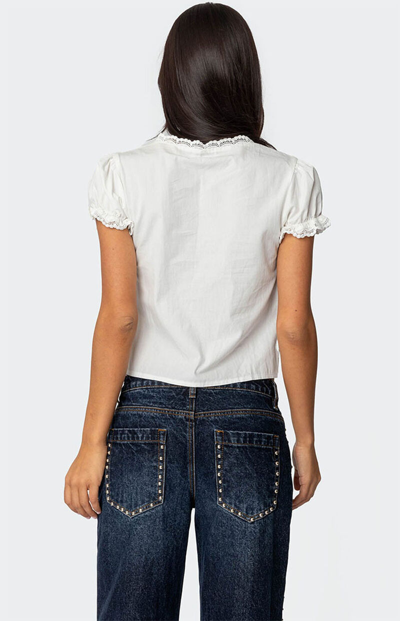Edikted Cotton Lacey Tie Front Top