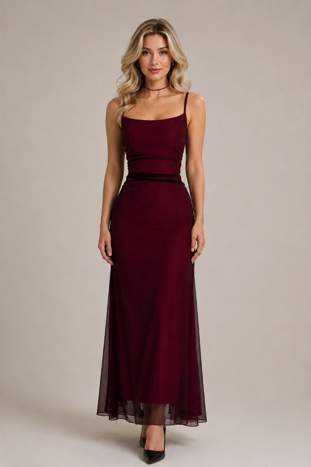 🔥 Limited-Time Sale | Midnight Merlot Mesh Dress