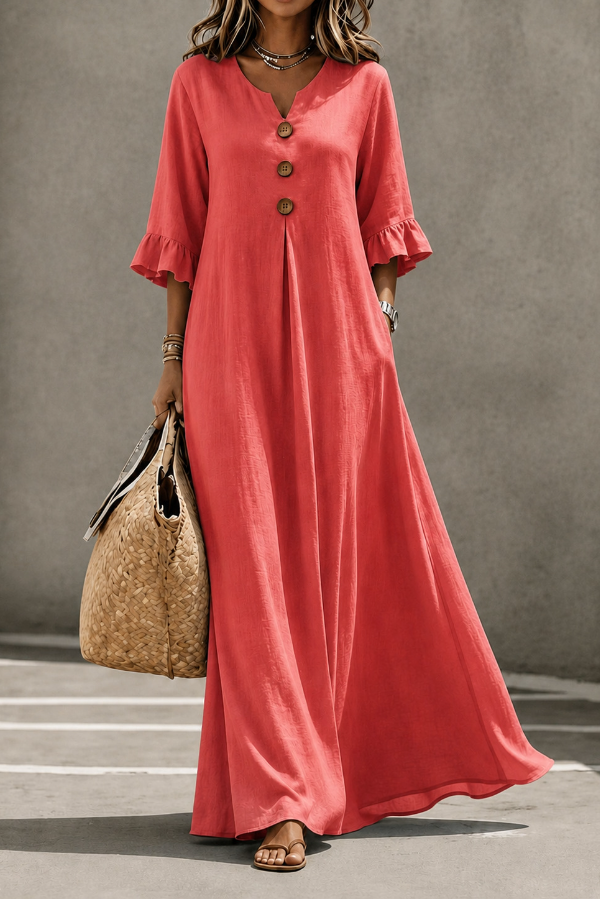 Elegant Ruffle V-Neck Dress
