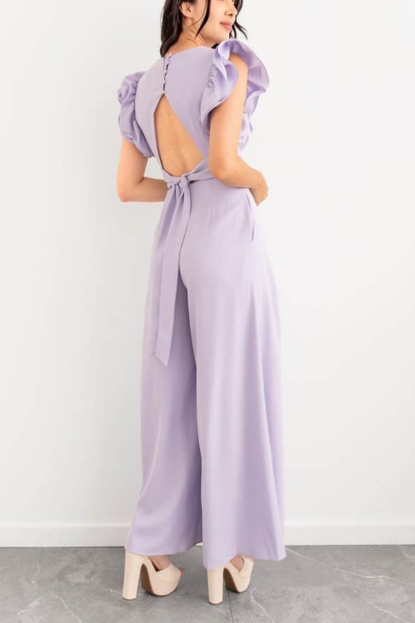 Floral-Collar Jumpsuit