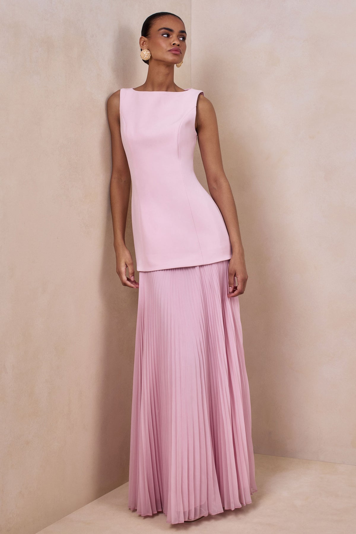 Neck Maxi Dress With Drop-Waist