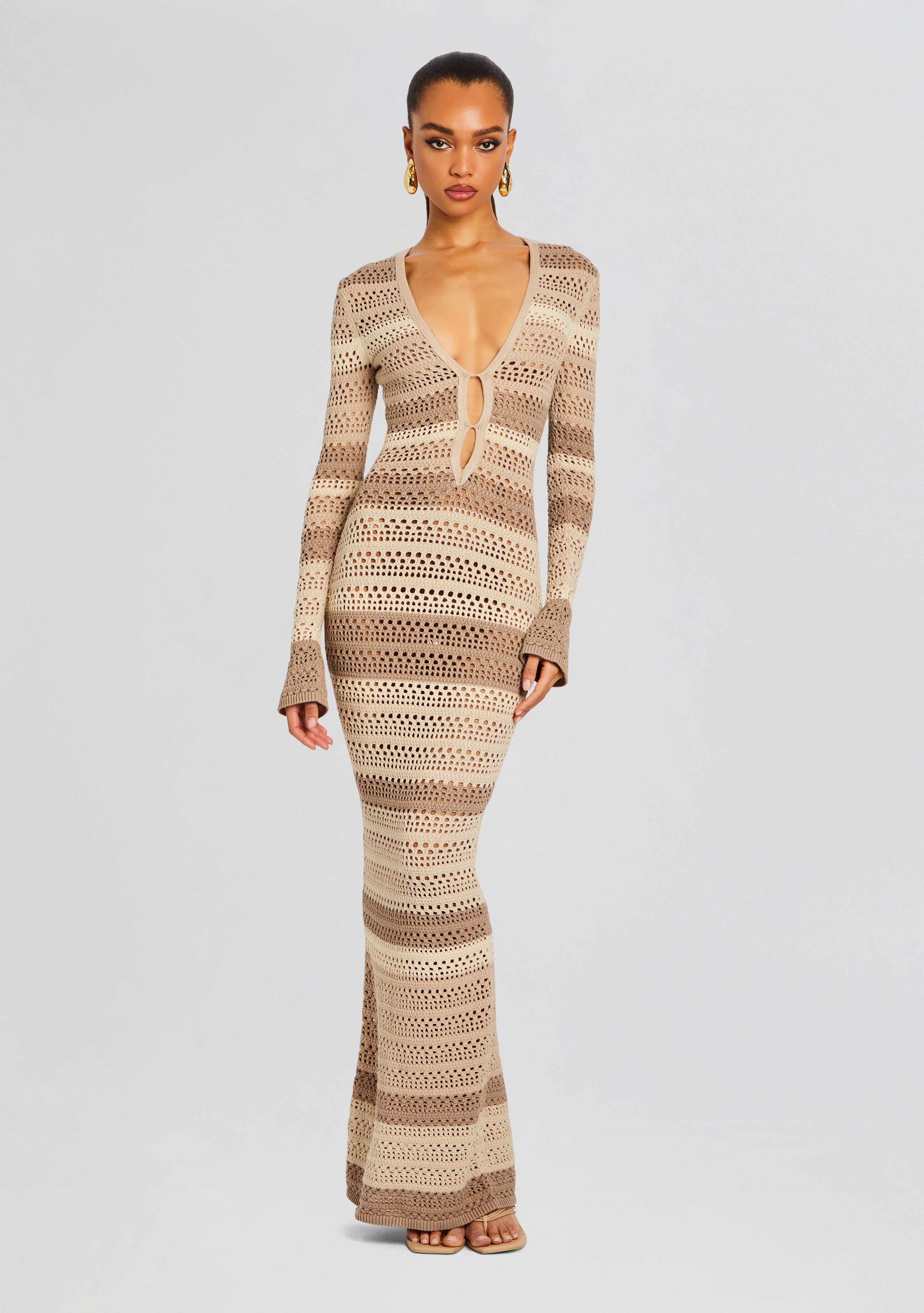 Lilith Knit Crochet Maxi Dress-Stylulu