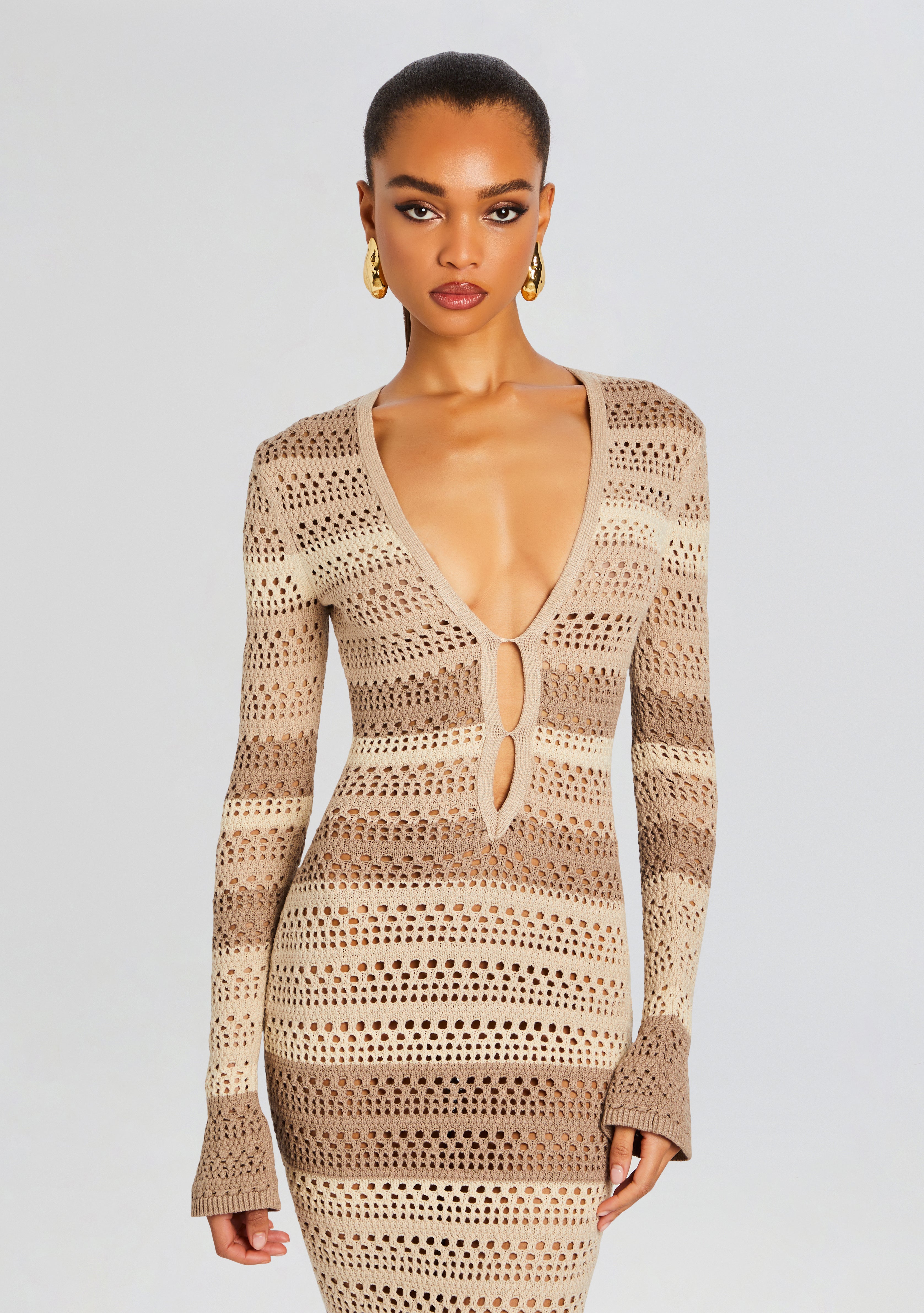 Lilith Knit Crochet Maxi Dress-Stylulu