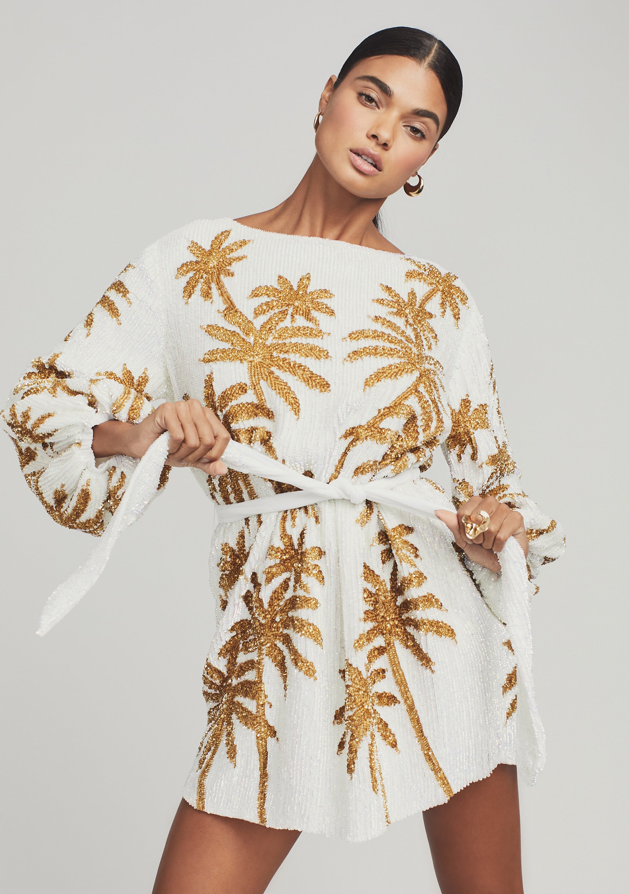 Grace Sequin Palm Dress-Stylulu