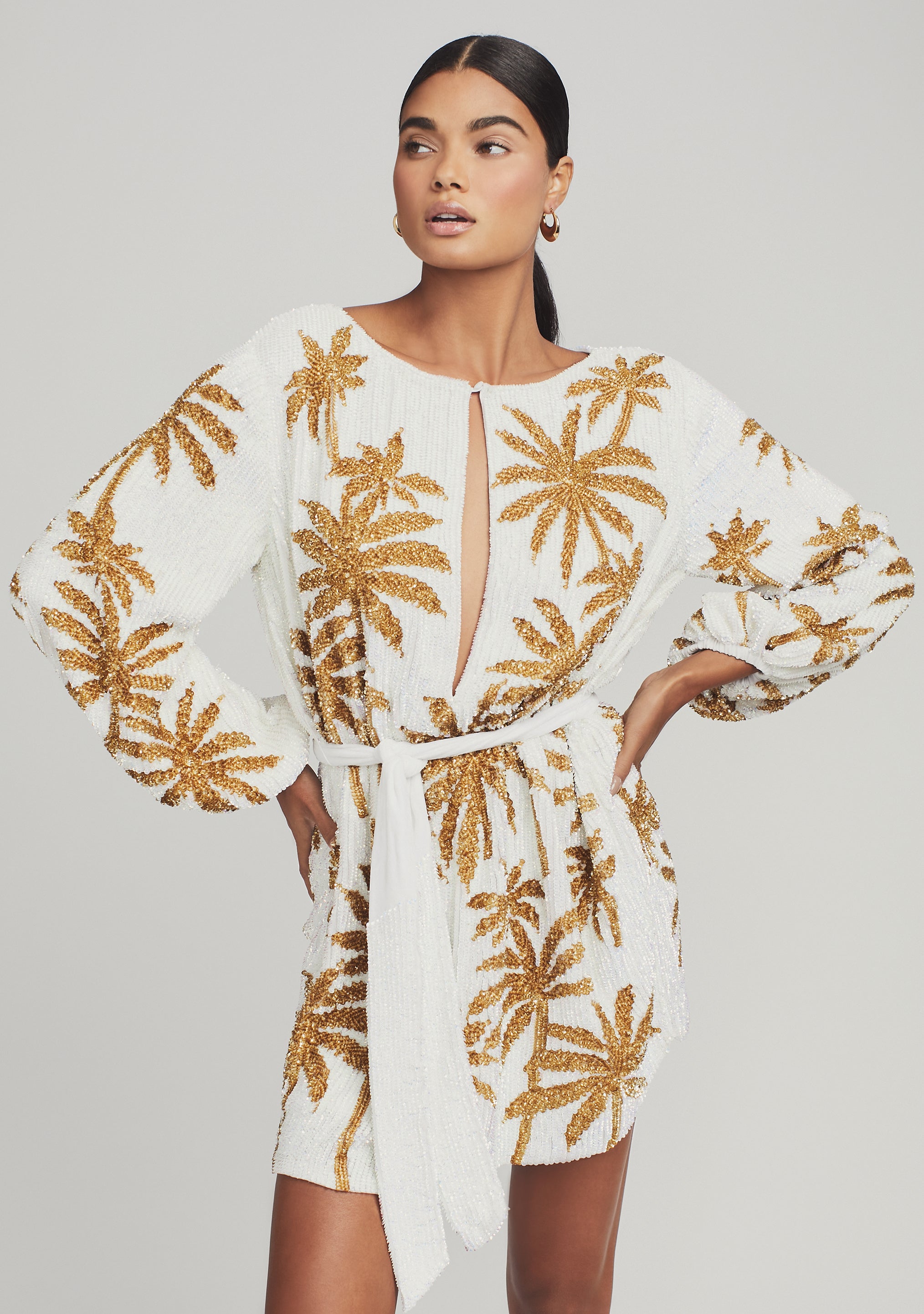 Grace Sequin Palm Dress-Stylulu