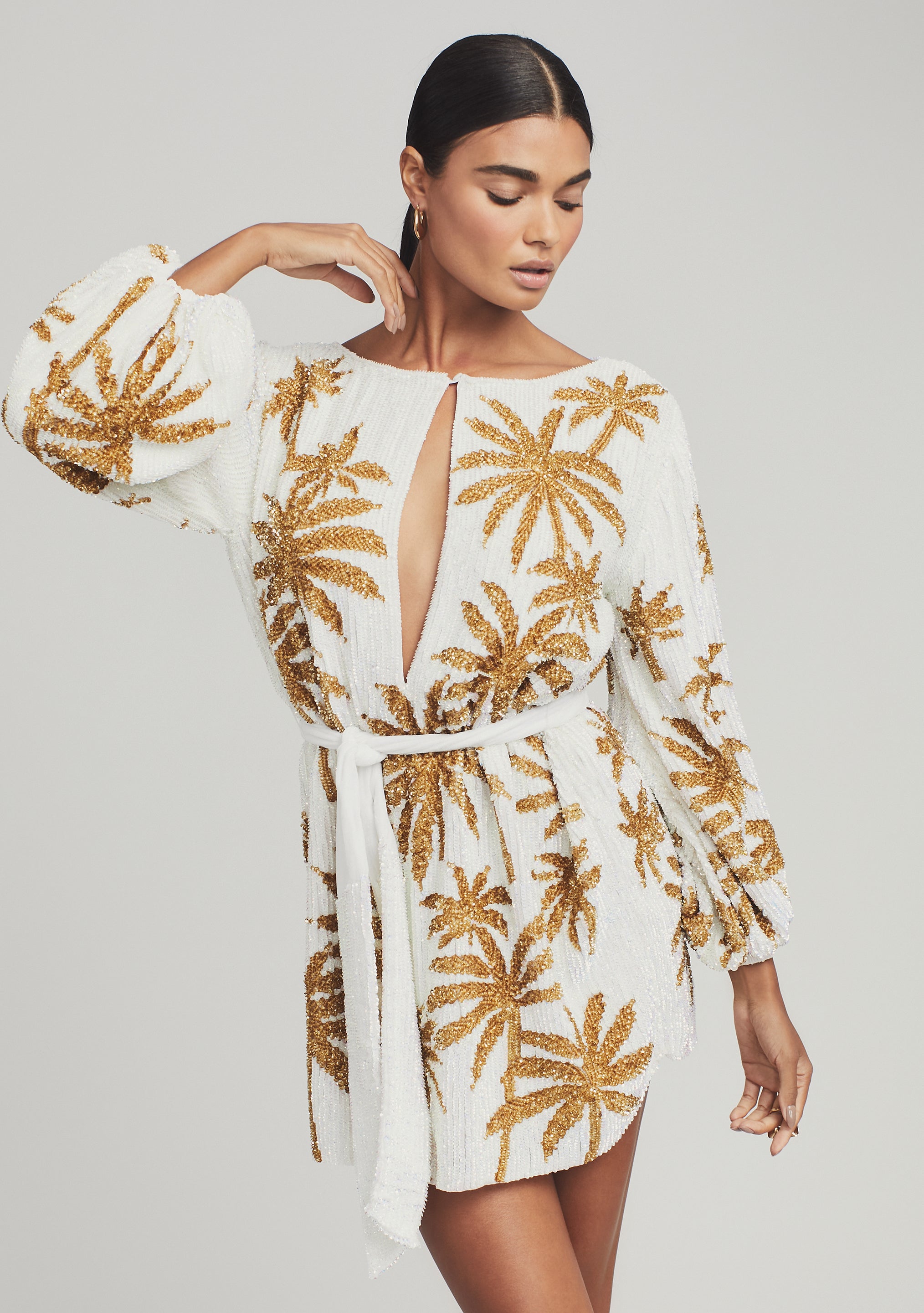 Grace Sequin Palm Dress-Stylulu