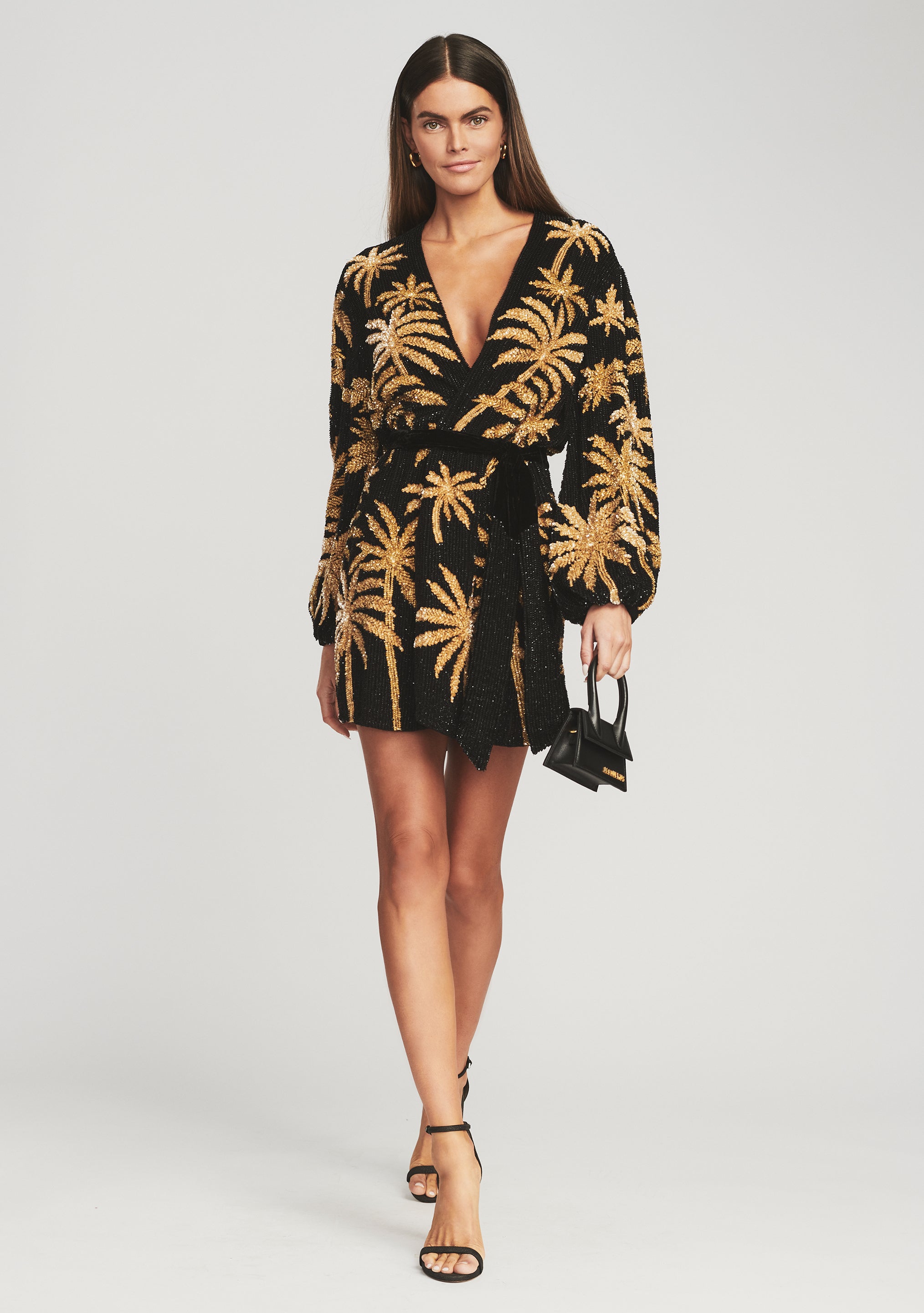 Gabrielle Sequin Palm Robe-Stylulu
