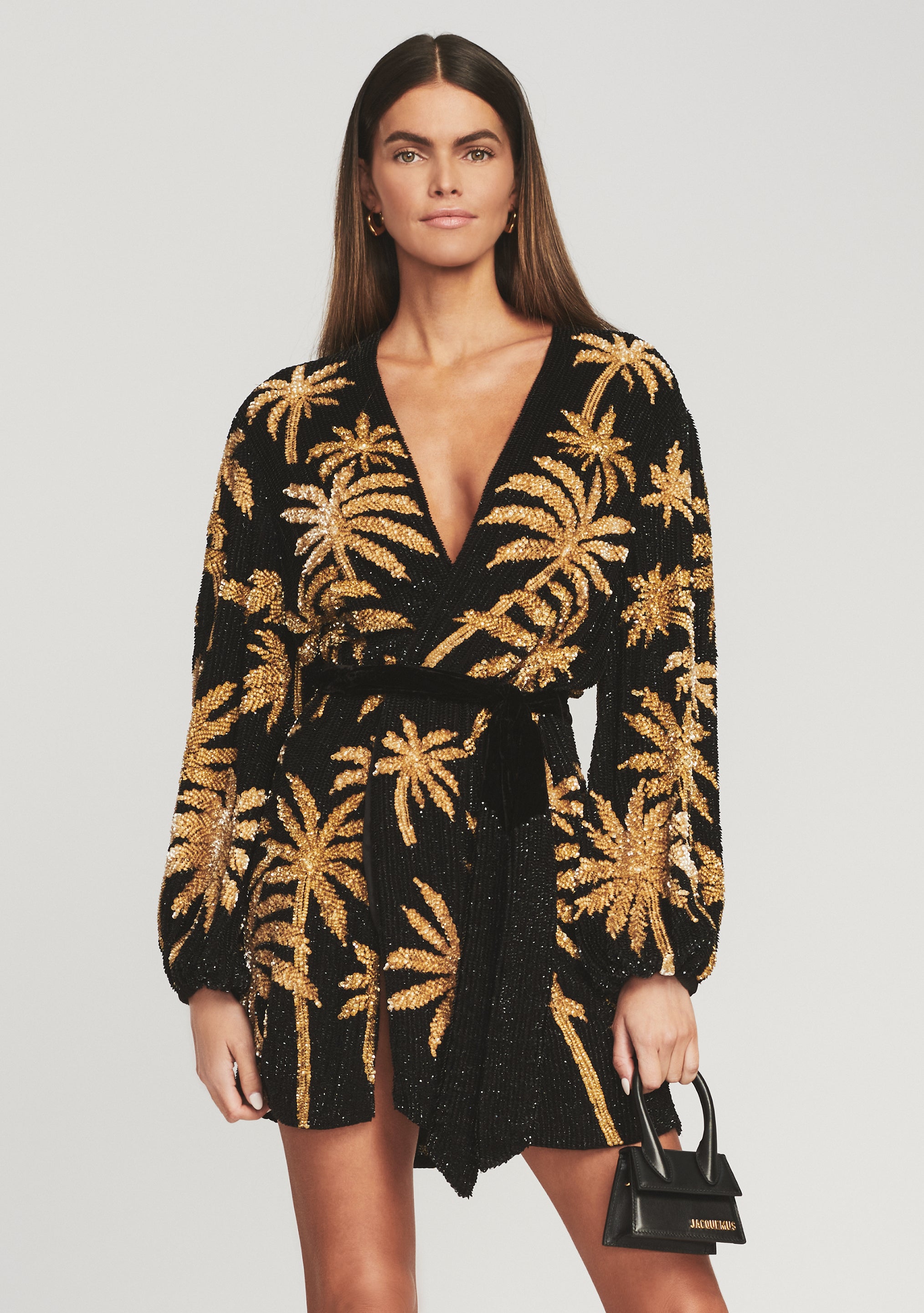 Gabrielle Sequin Palm Robe-Stylulu