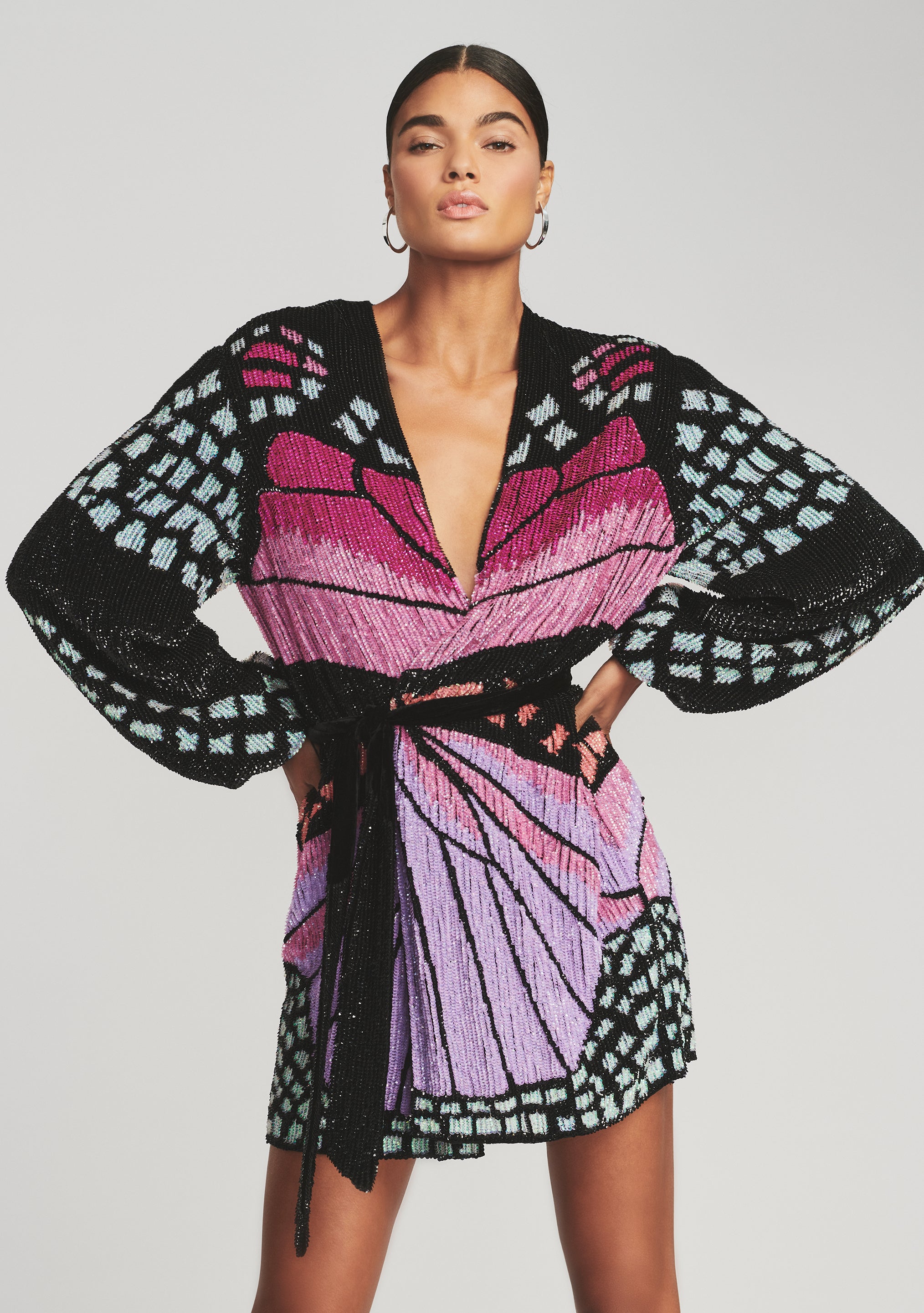 Gabrielle Sequin Butterfly Robe-Stylulu
