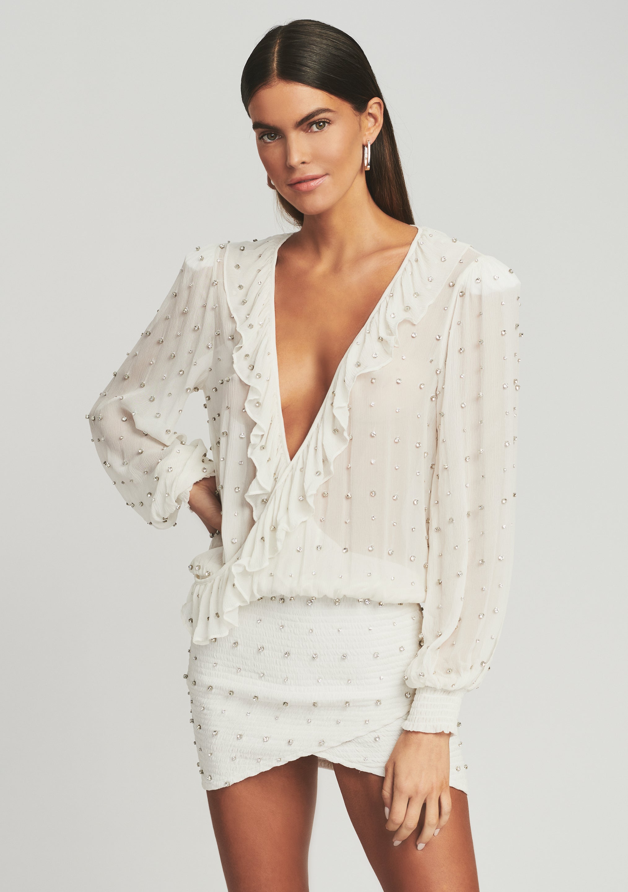 Lennon Embellished Silk Chiffon Dress-Stylulu