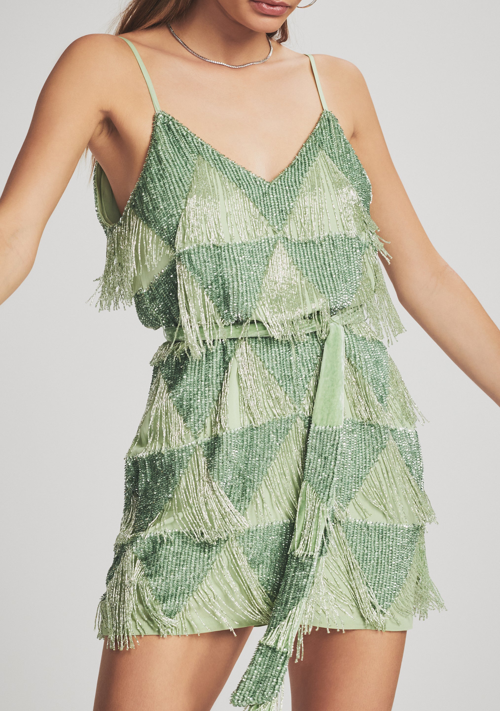 Claire Sequin Fringe Dress-Stylulu
