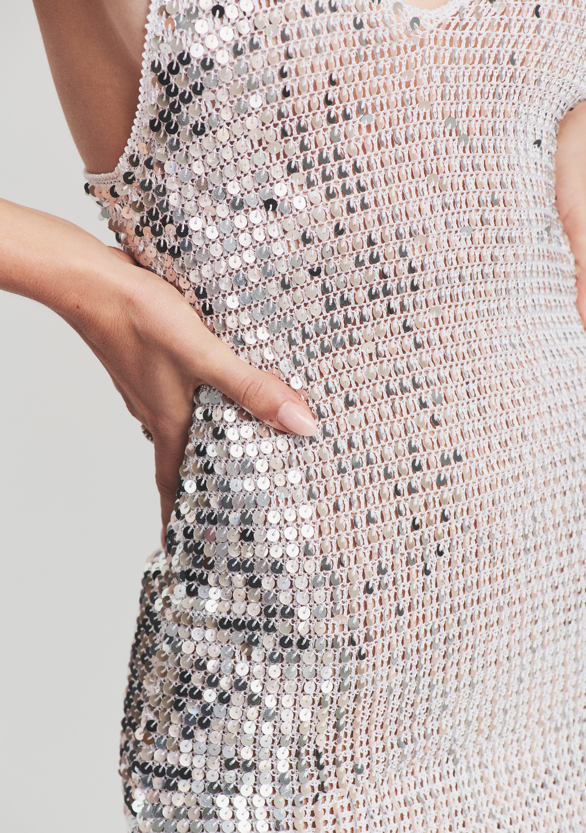 Elliana Sequin Crochet Dress-Stylulu