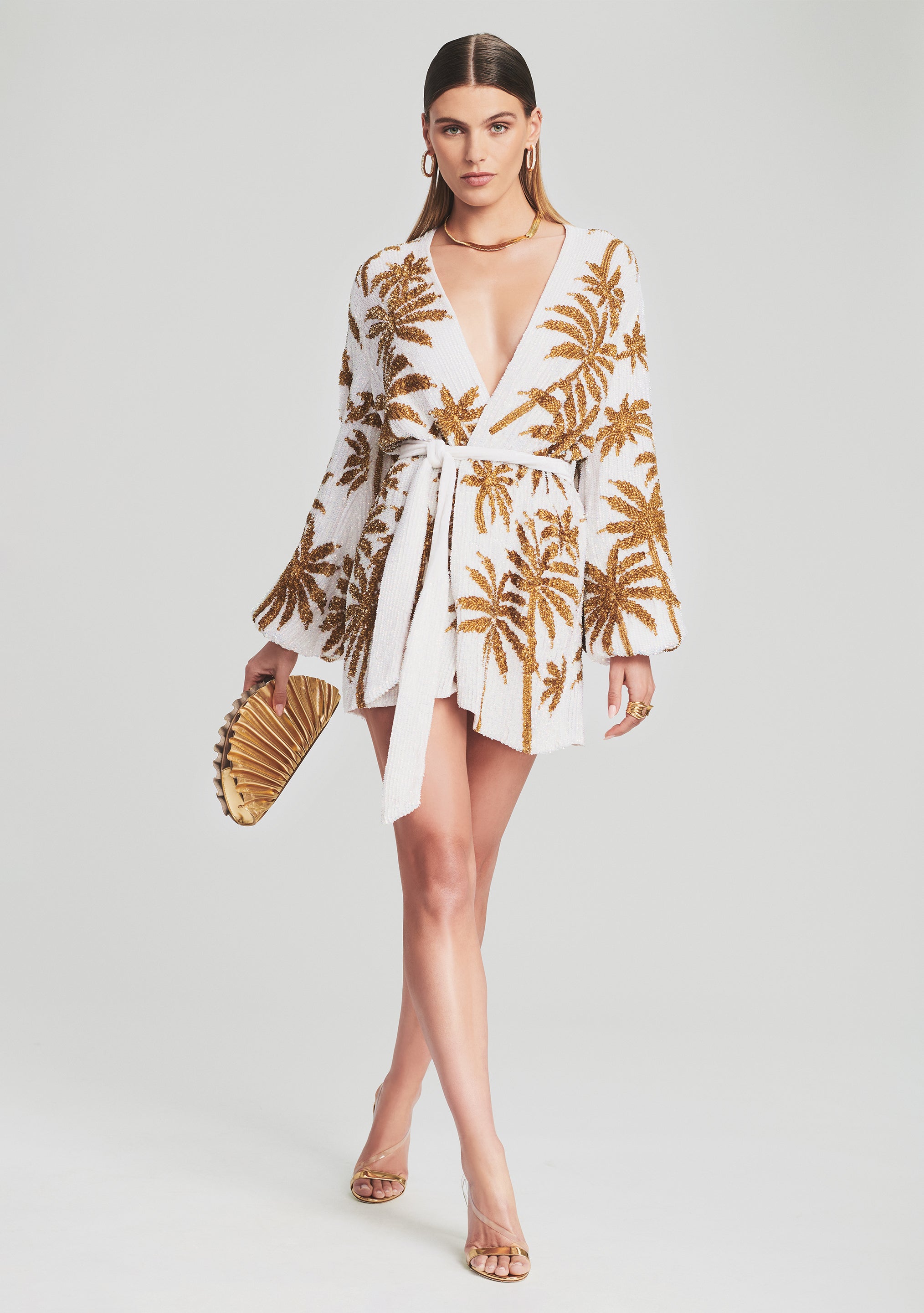 Gabrielle Sequin Palm Robe-Stylulu