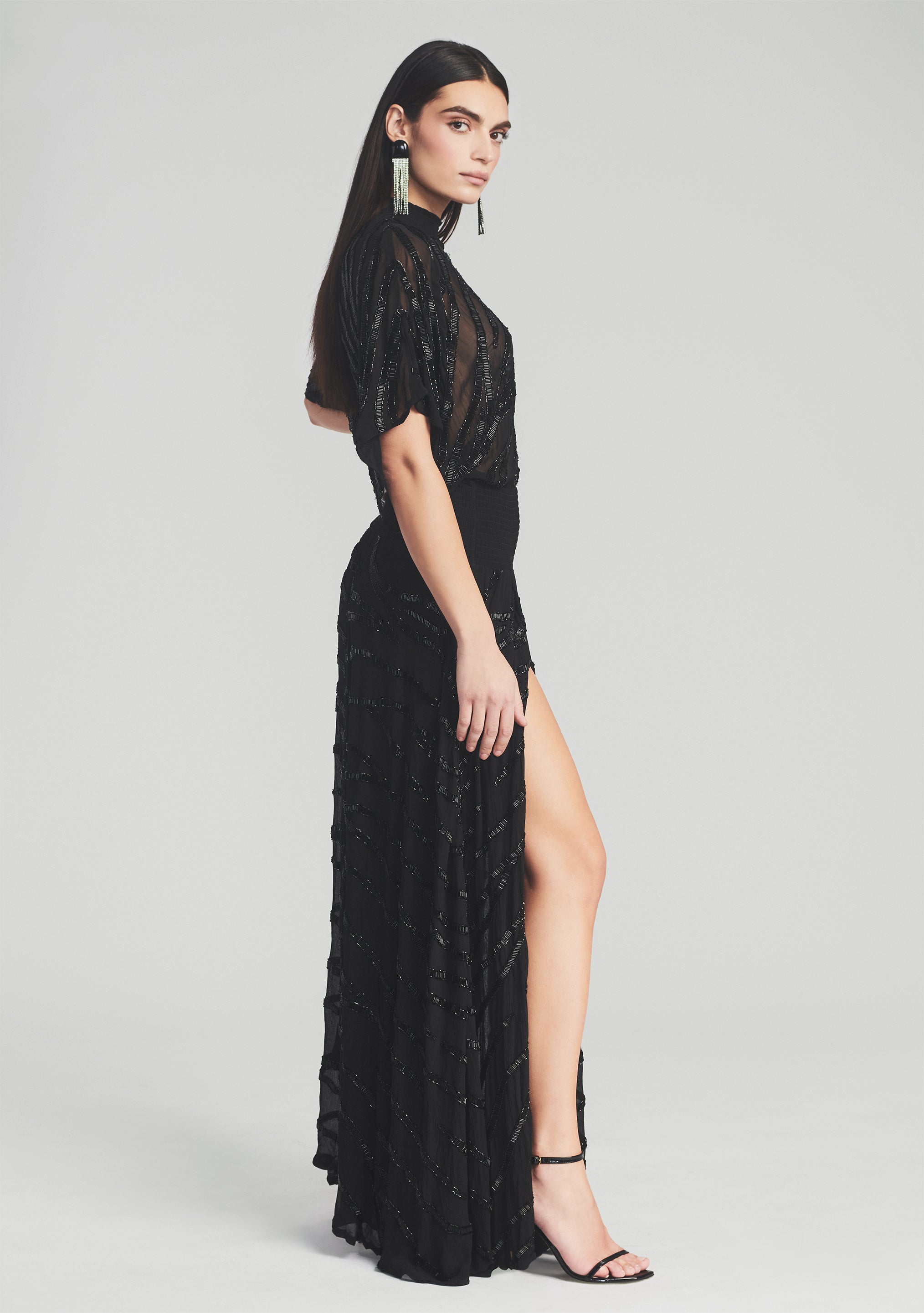 Lilo Embellished Silk Chiffon Dress-Stylulu