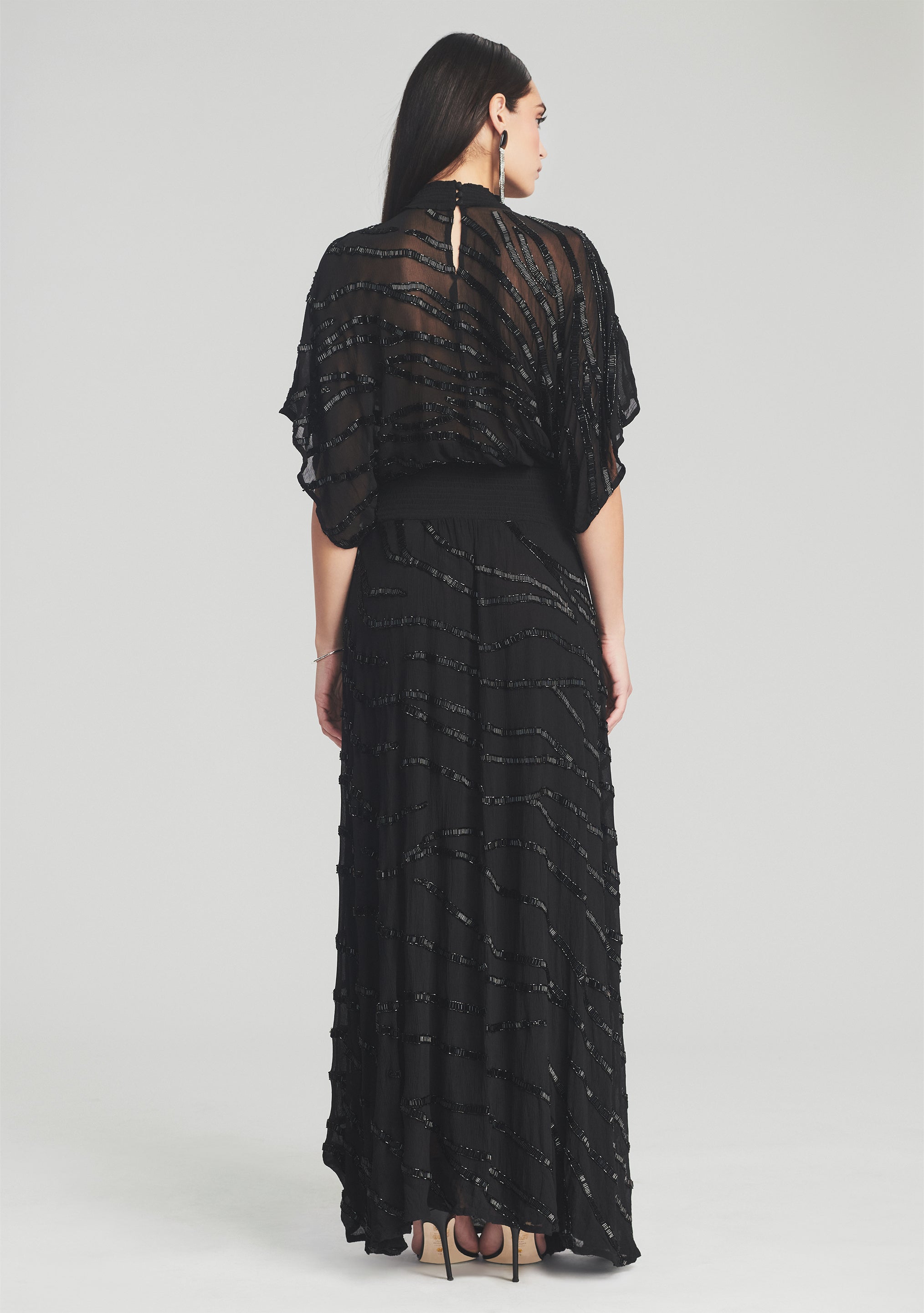 Lilo Embellished Silk Chiffon Dress-Stylulu