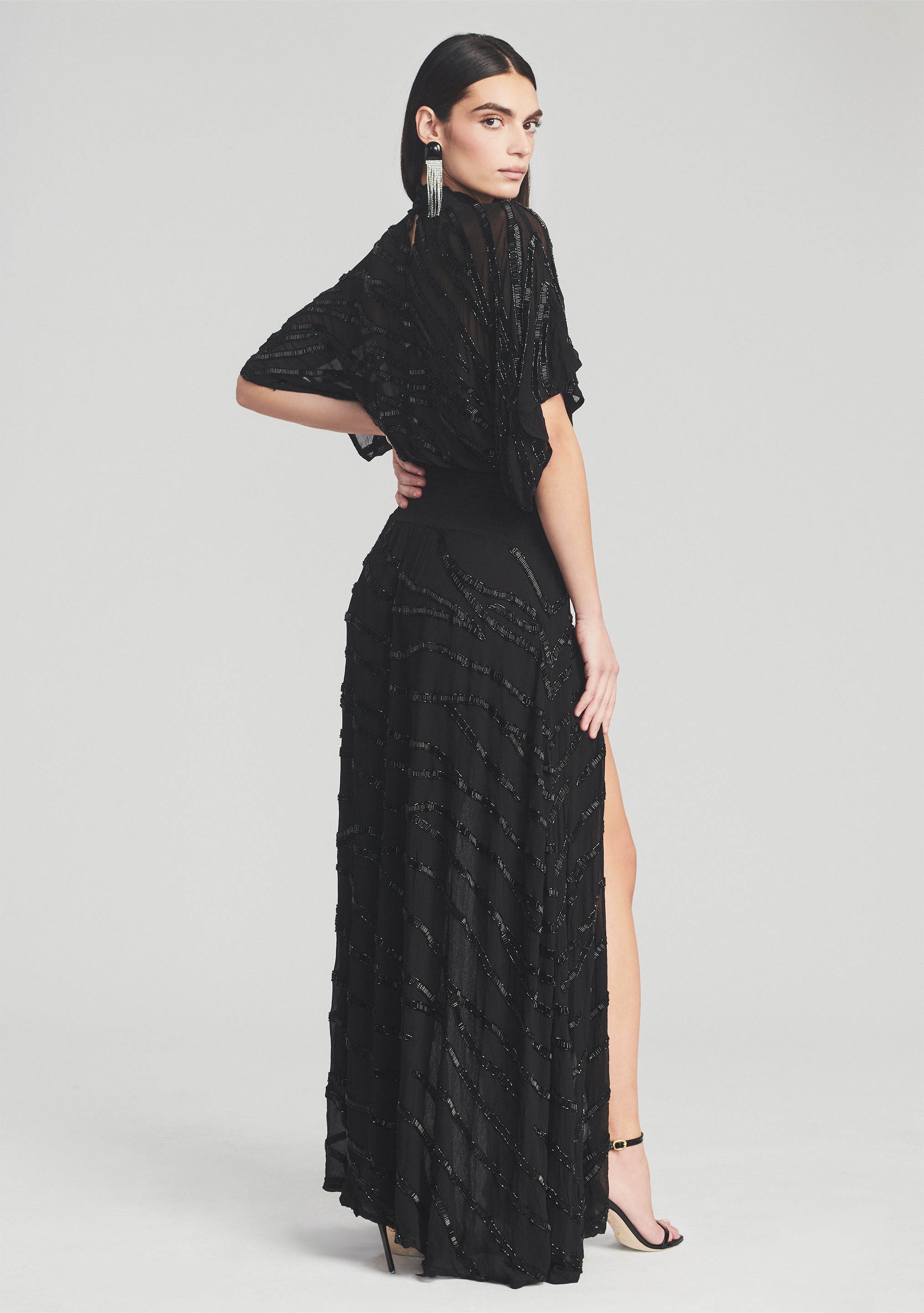 Lilo Embellished Silk Chiffon Dress-Stylulu