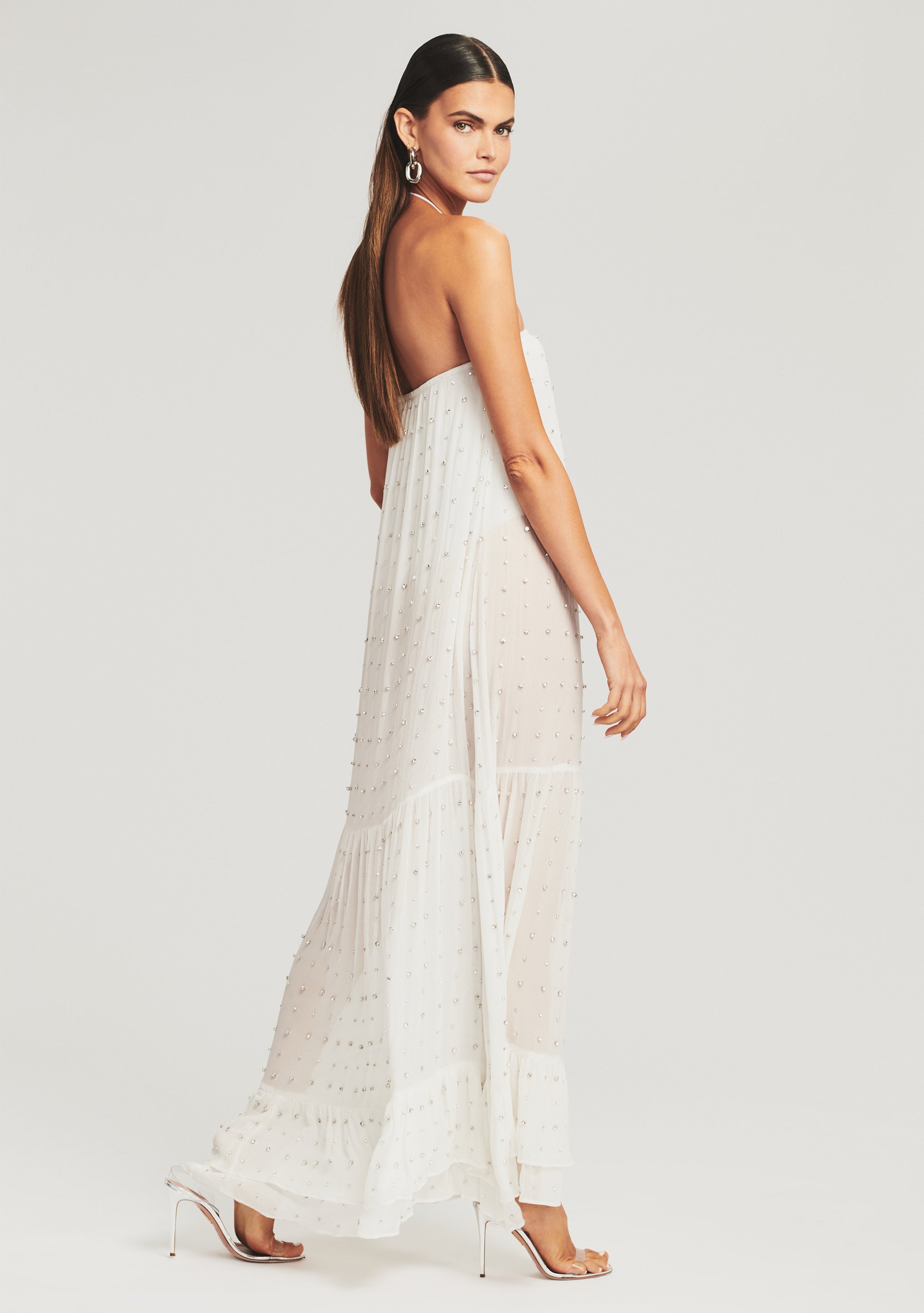 Marbella Embellished Silk Chiffon Dress-Stylulu