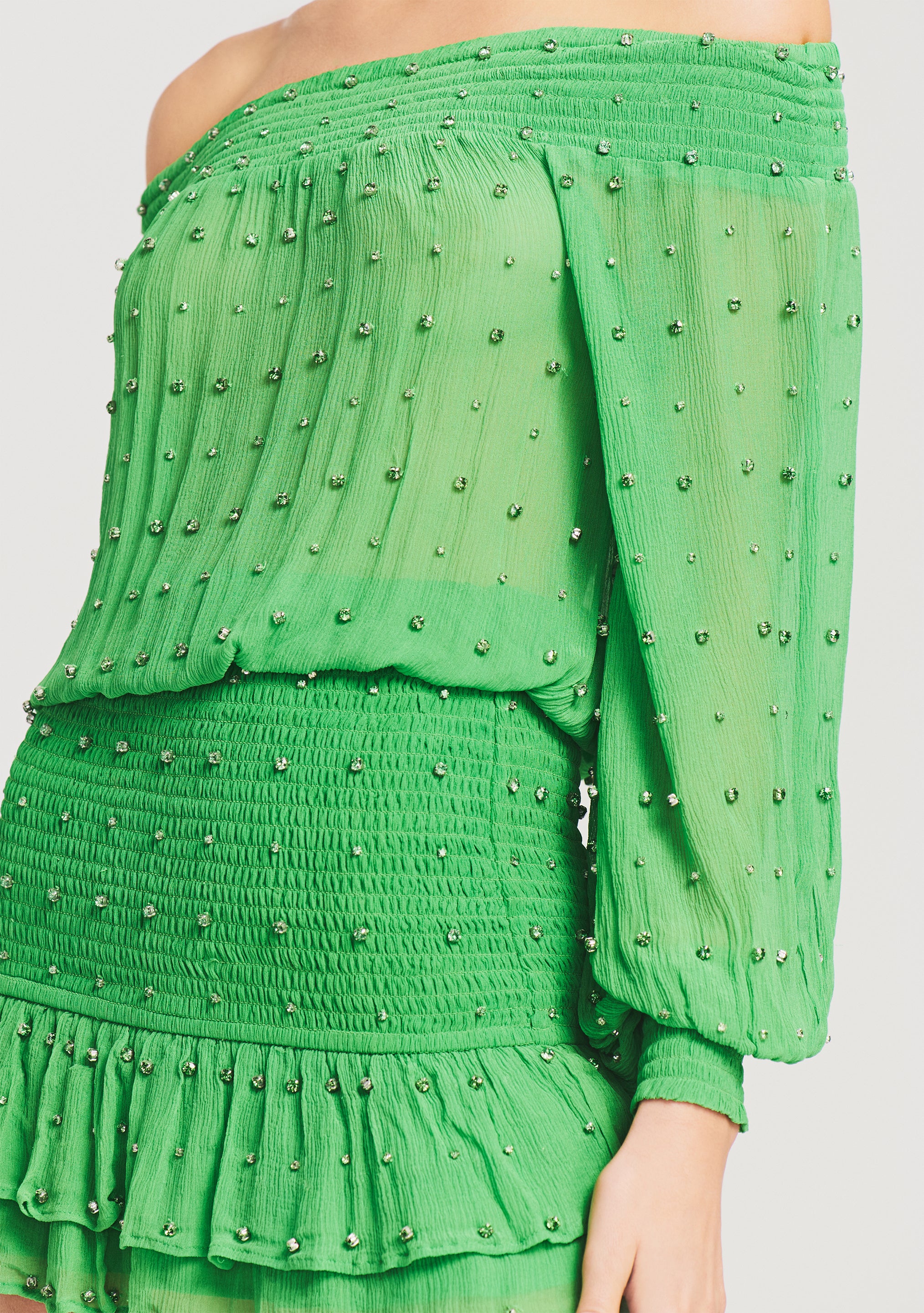 Taisha Embellished Silk Chiffon Dress-Stylulu