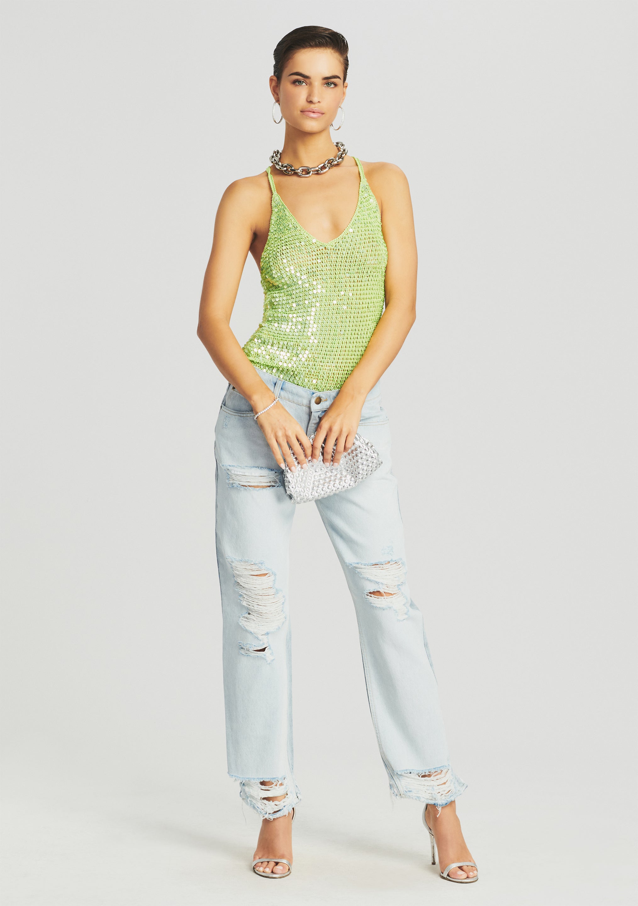 Molly Sequin Crochet Top-Stylulu