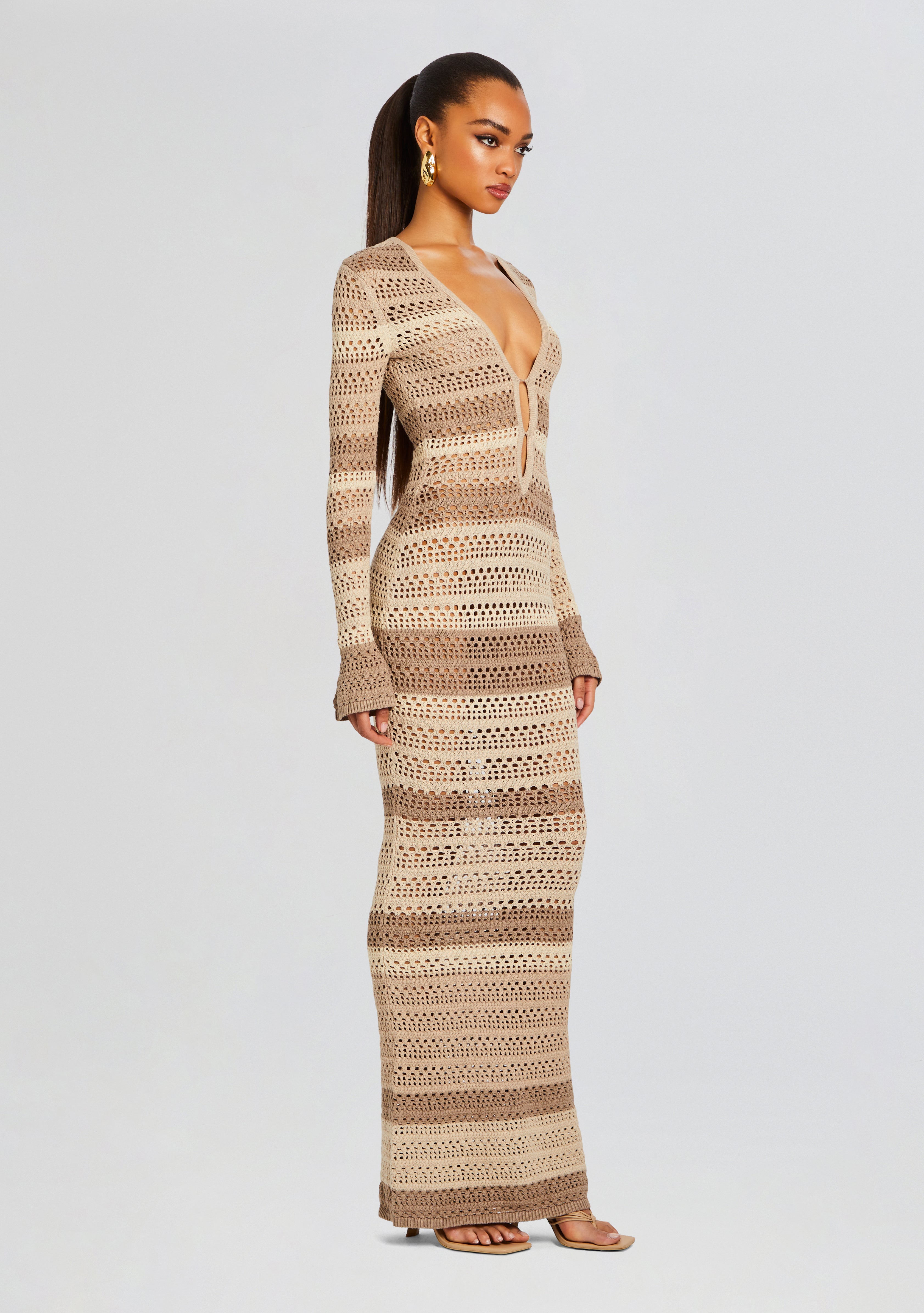 Lilith Knit Crochet Maxi Dress-Stylulu