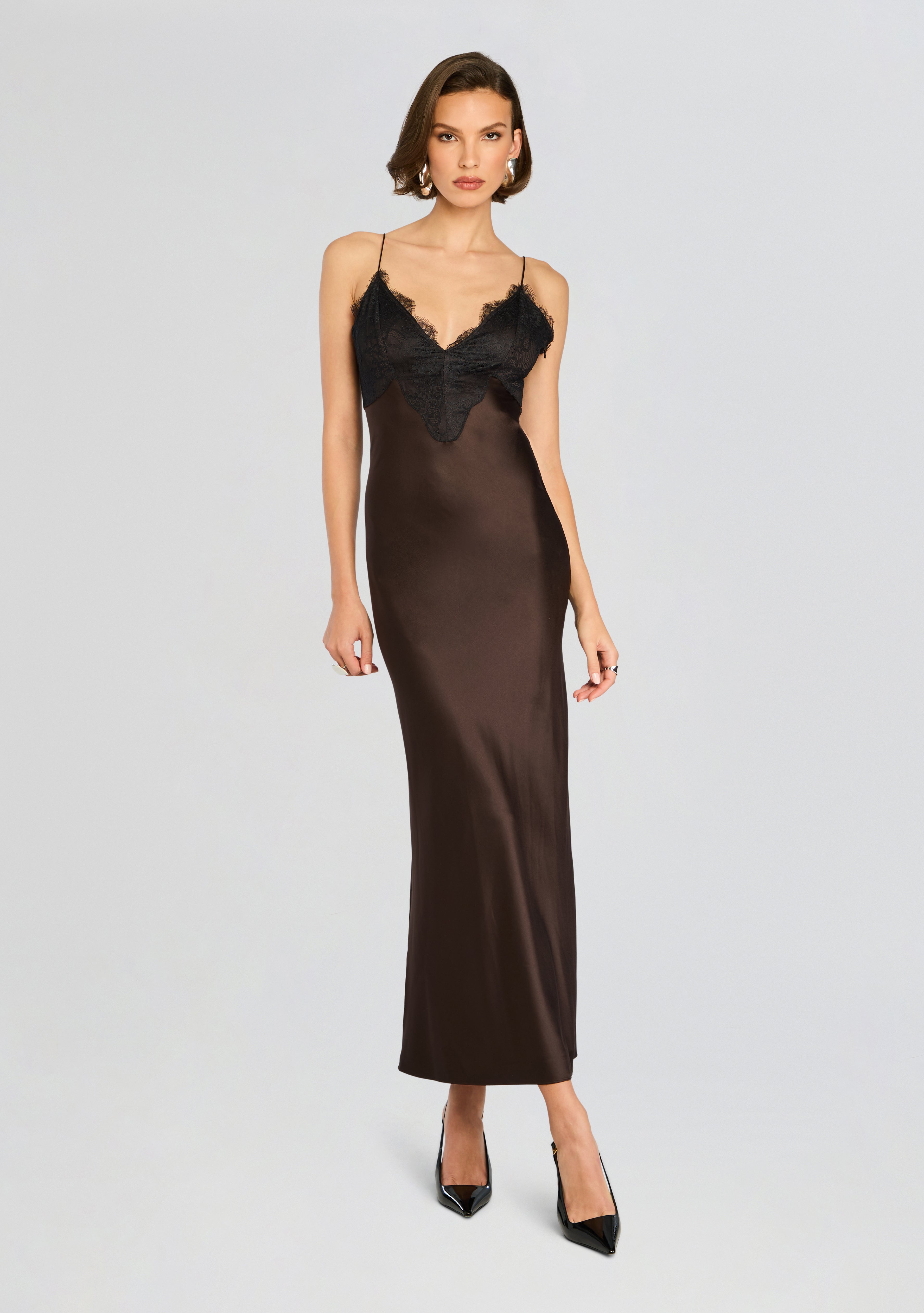 Grenache Satin Maxi Dress-Stylulu