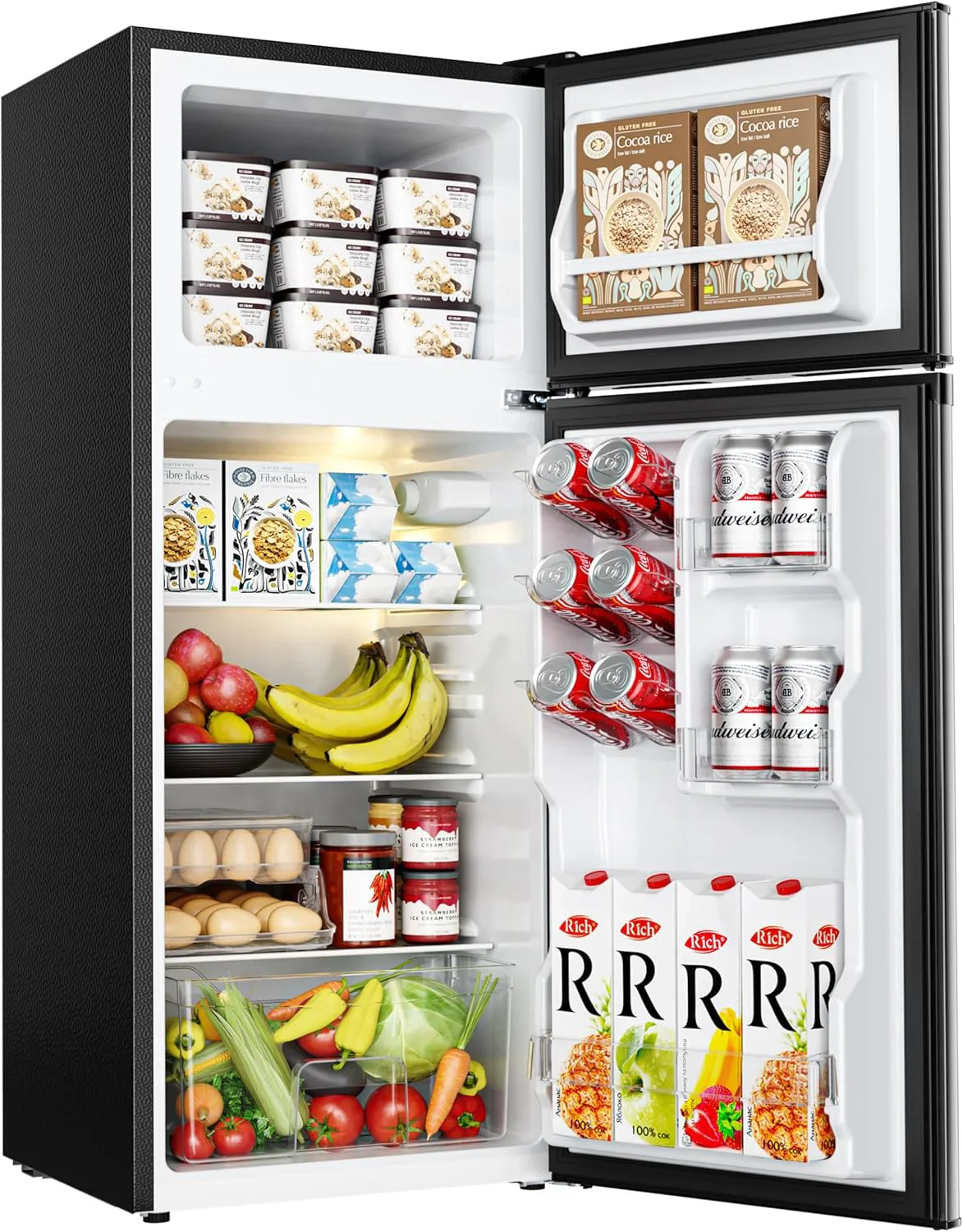 EUHOMY 3.2 Cu.Ft Mini Fridge with Freezer 2-Door Compact Refrigerator for Bedroom, Dorm, Office or Apartment, Silver