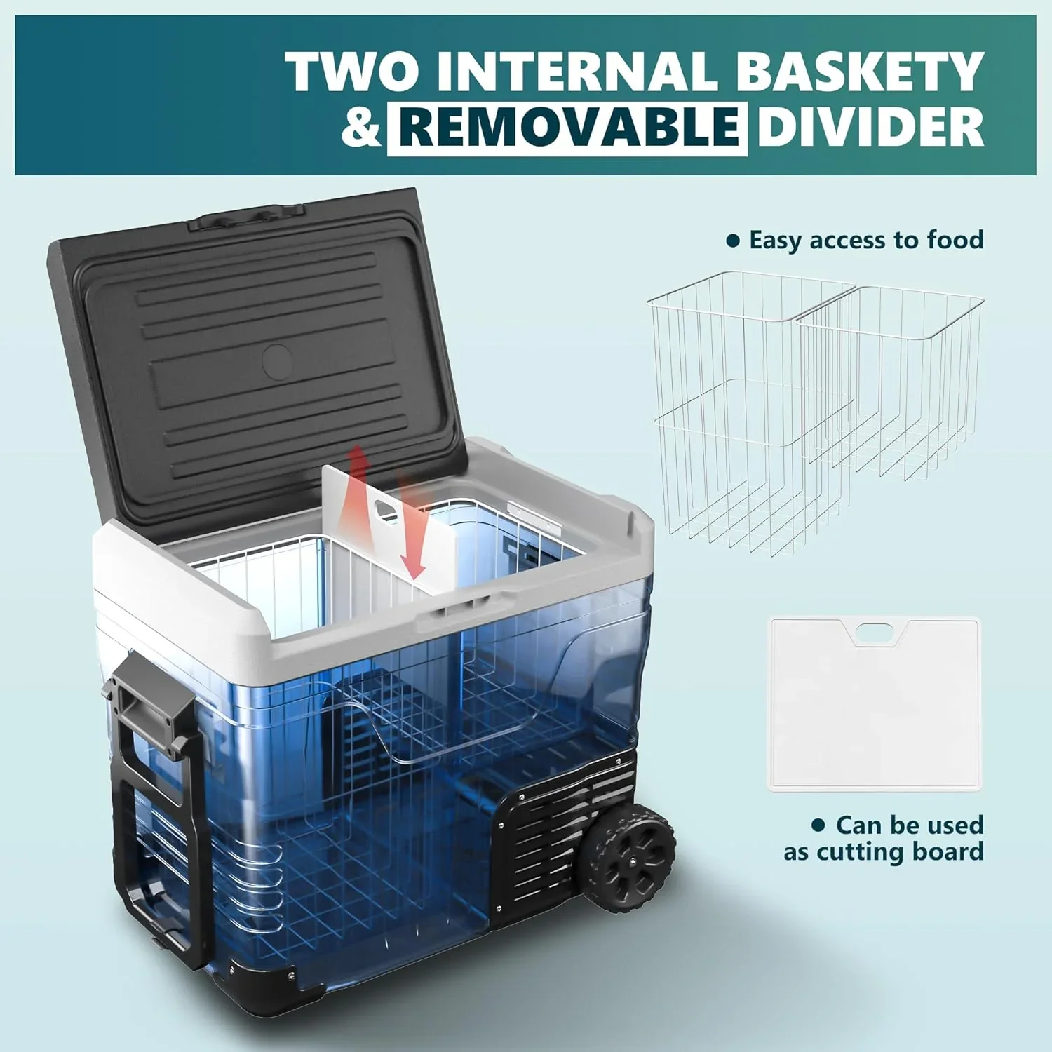 EUHOMY 12 Volt Refrigerator, 37QT(35L) Electric Cooler, Portable Freezer 12V/24V DC 110-240V AC, 12V Fridge -4~68, 12V Cooler with Wheels & 2 Baskets for Travel, Truck, Boat, Camping