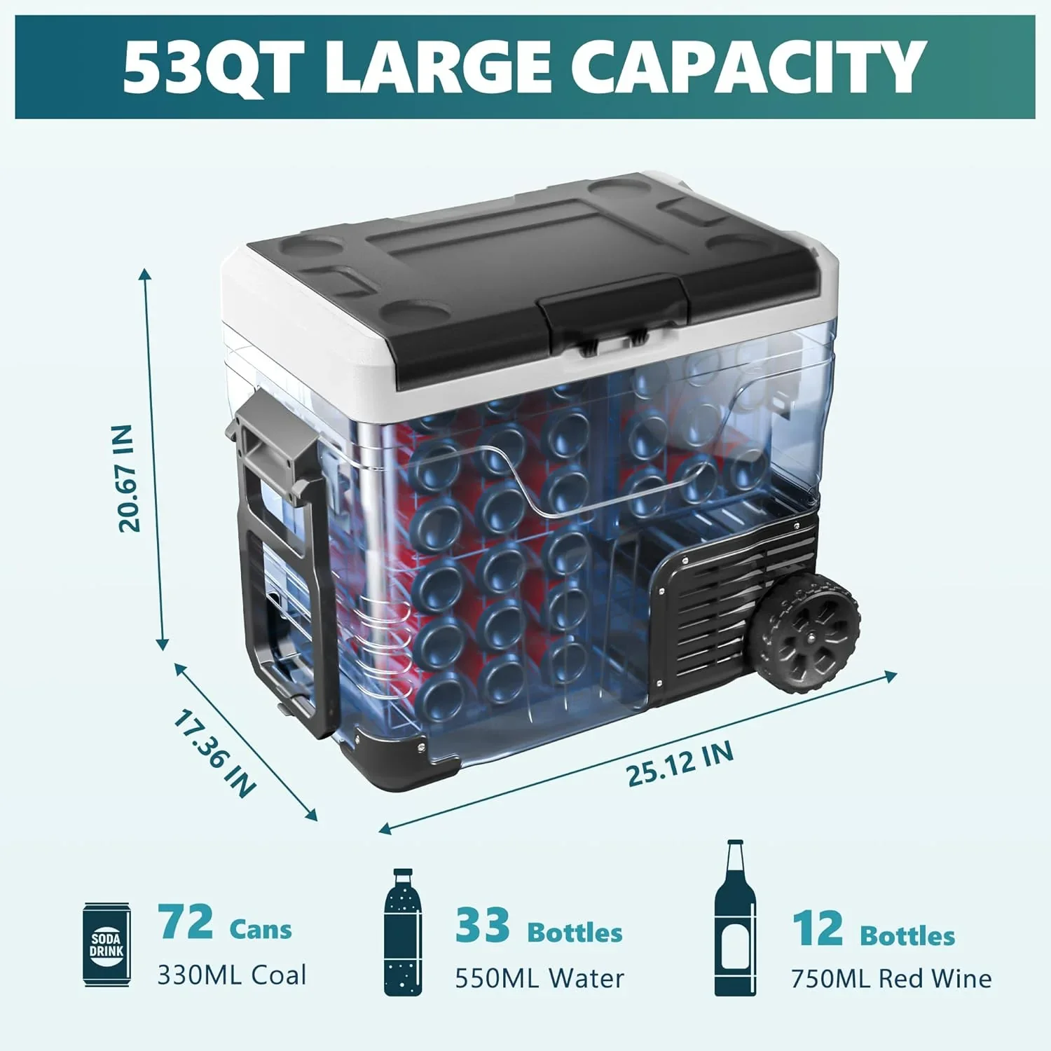 EUHOMY 12 Volt Refrigerator, 37QT(35L) Electric Cooler, Portable Freezer 12V/24V DC 110-240V AC, 12V Fridge -4~68, 12V Cooler with Wheels & 2 Baskets for Travel, Truck, Boat, Camping