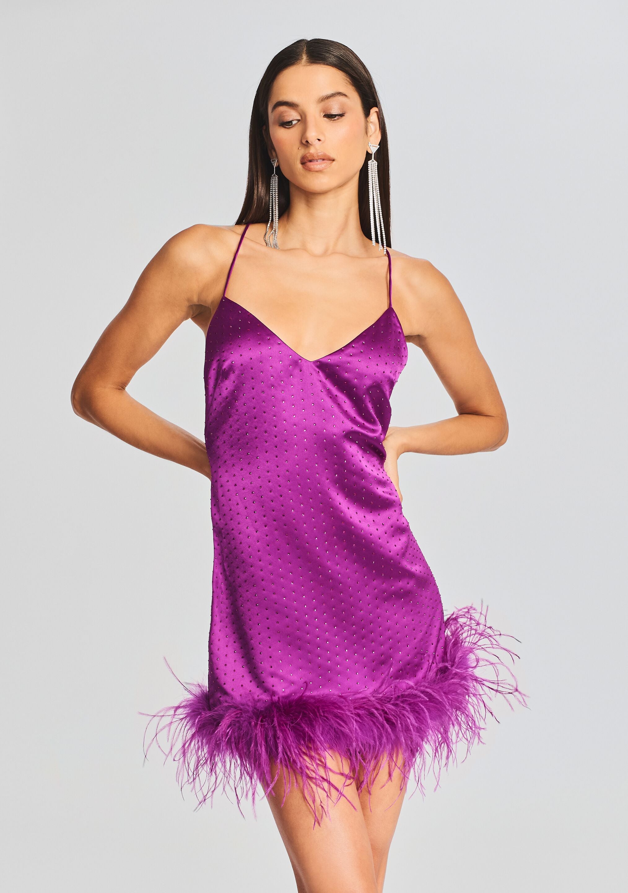 Susana Feather Dress-Stylulu
