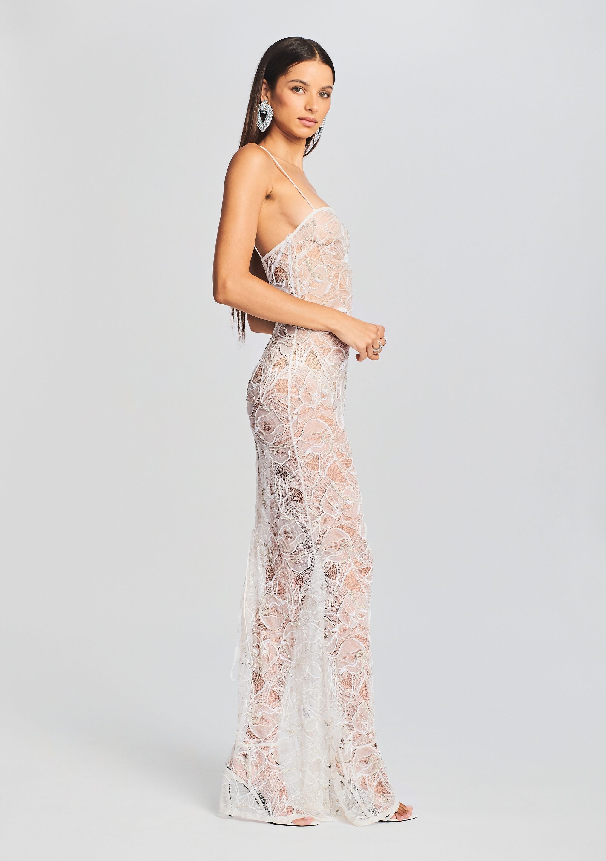 Ruby Embellished Lace Dress-Stylulu