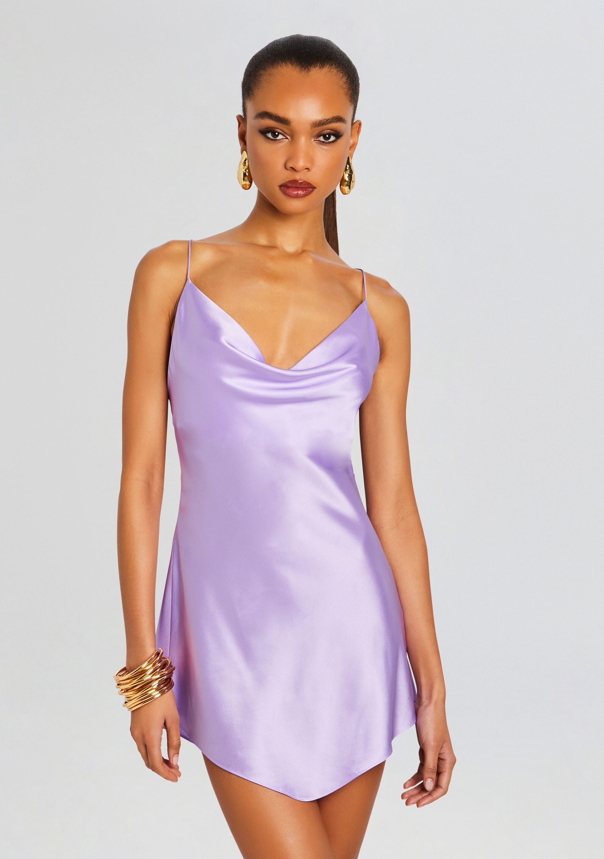 Pracilla Silk Mini Dress-Stylulu
