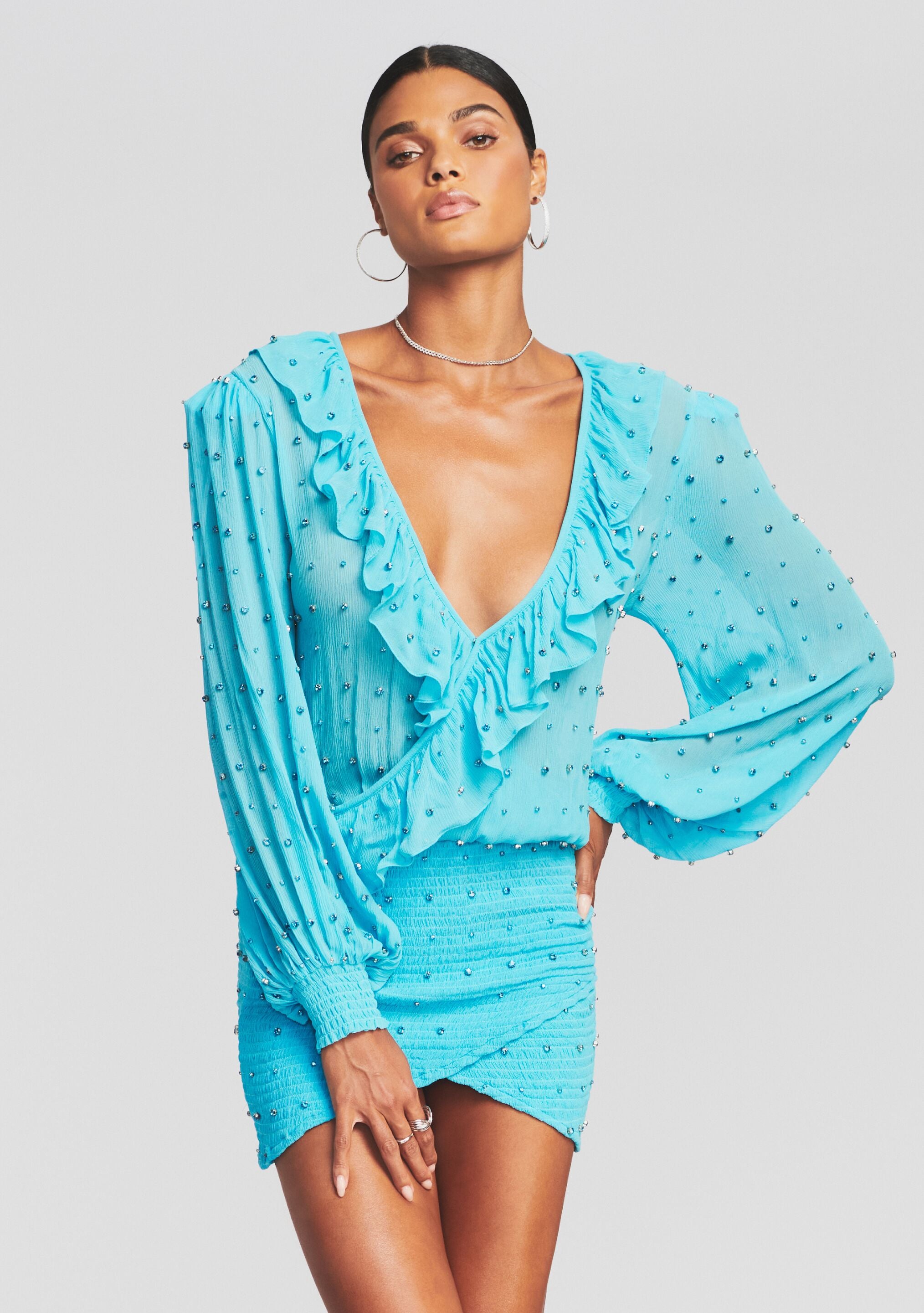 Lennon Embellished Silk Chiffon Dress-Stylulu