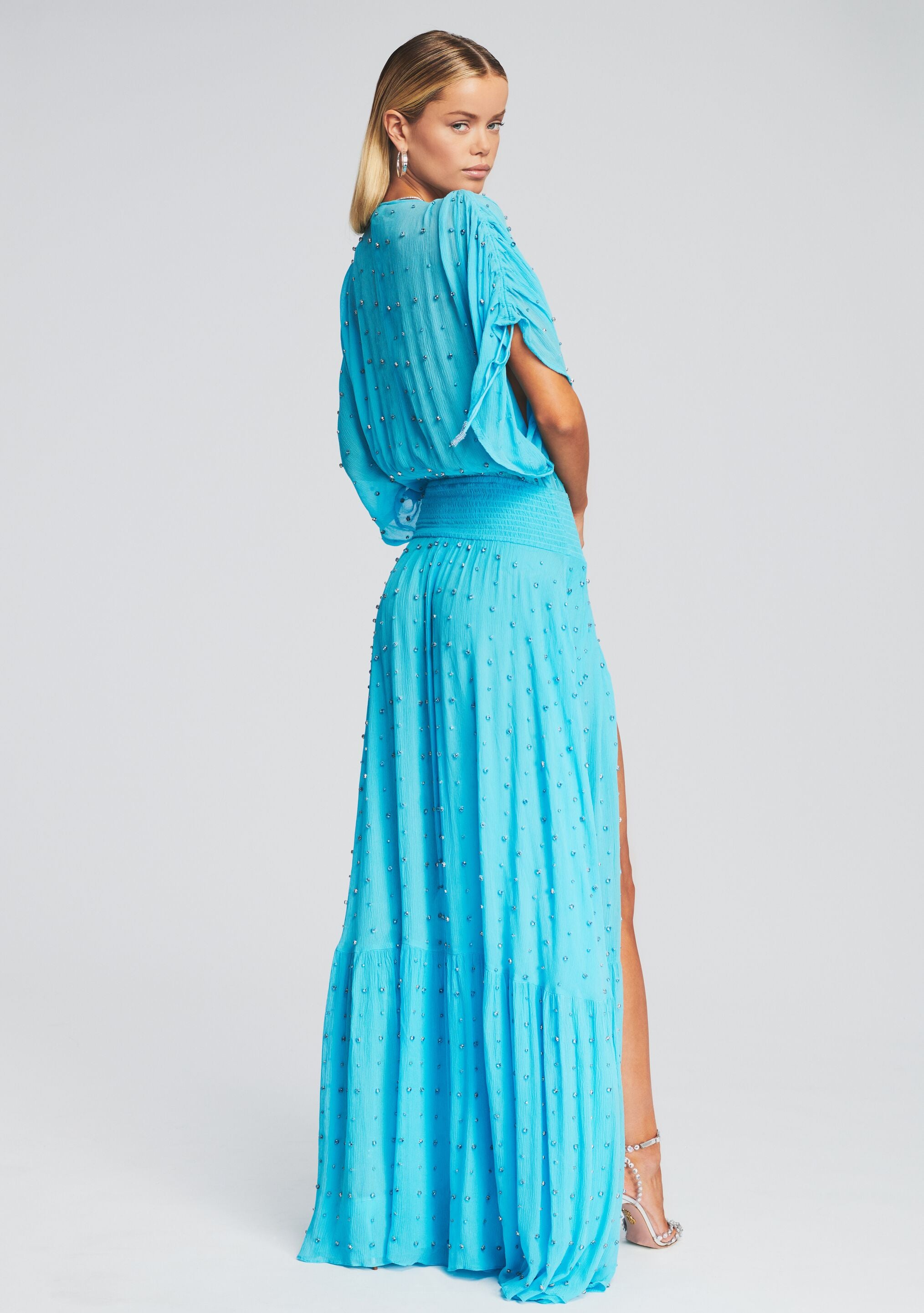 Tennie Embellished Silk Chiffon Dress-Stylulu