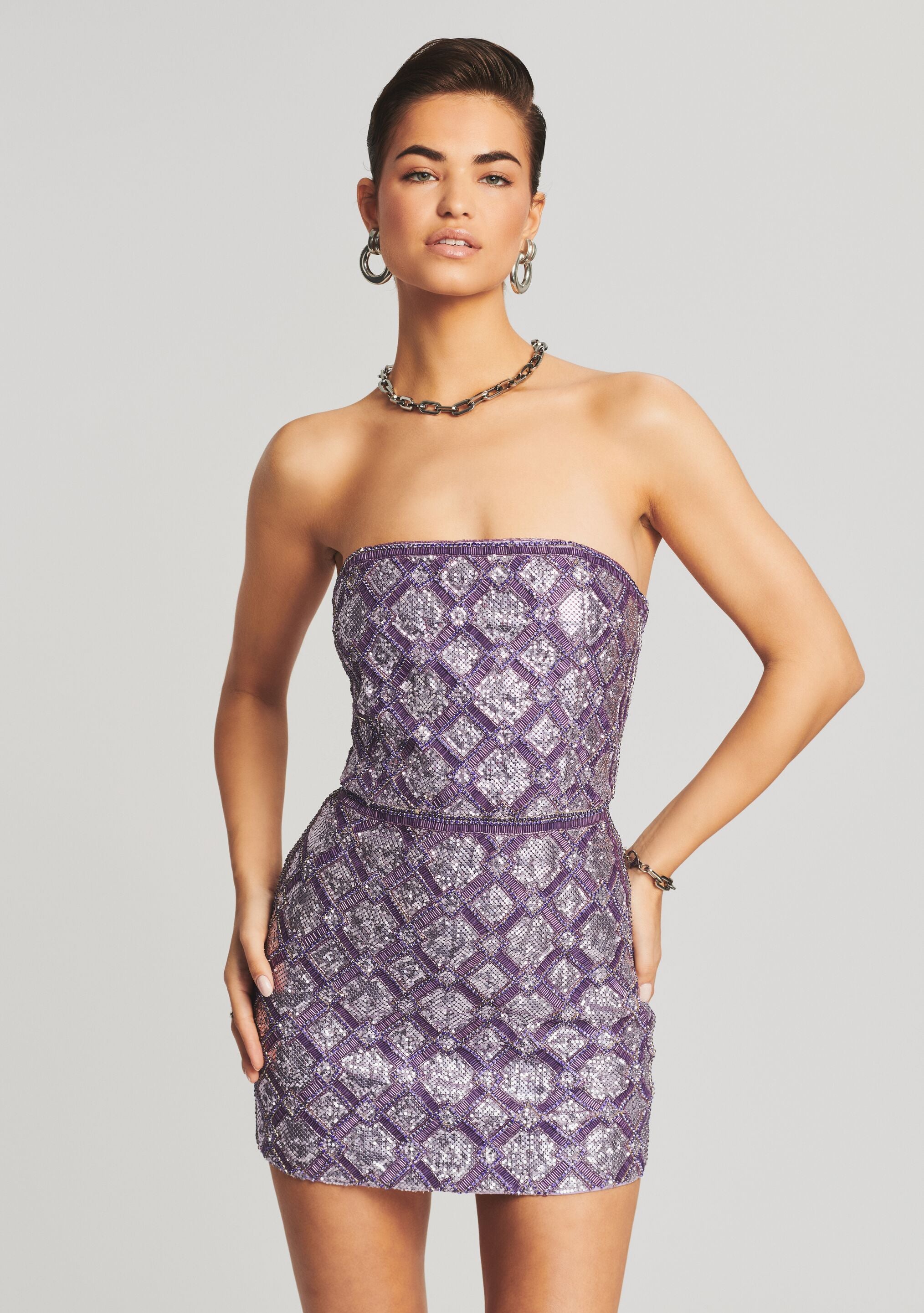 Heather Sequin Chainmail Dress-Stylulu