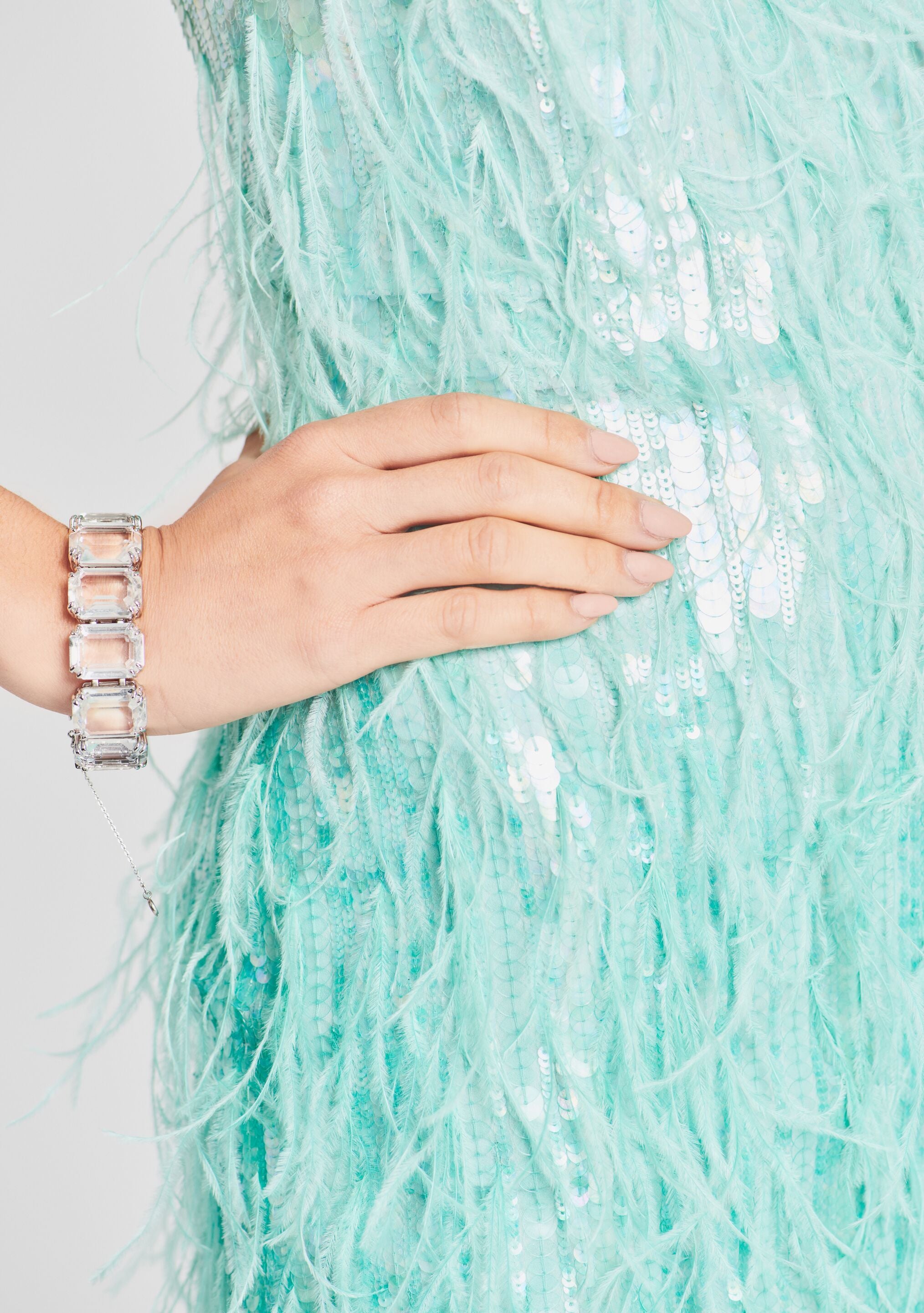 Anastasia Sequin Feather Dress-Stylulu