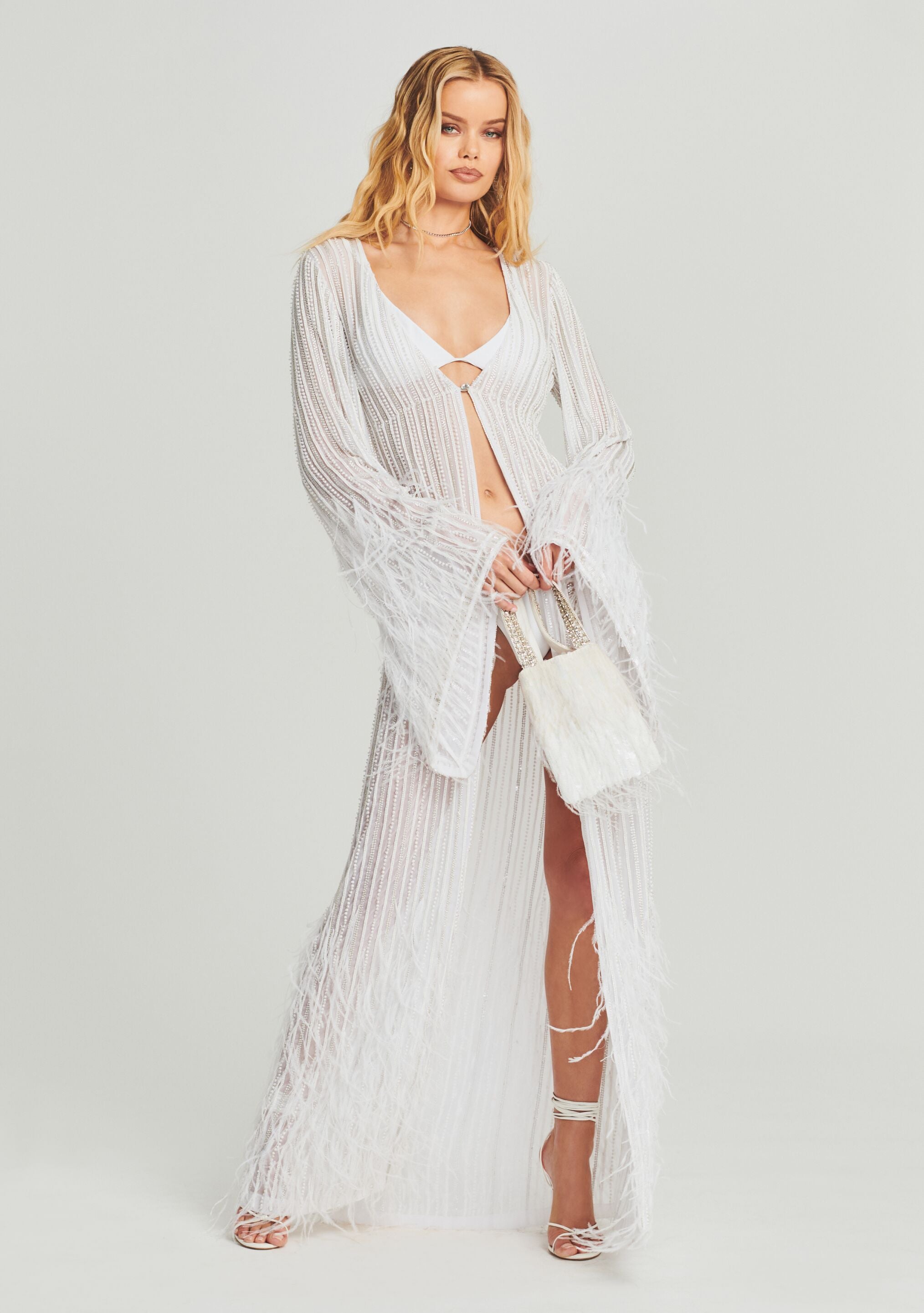 Nasreen Sequin Feather Kimono-Stylulu