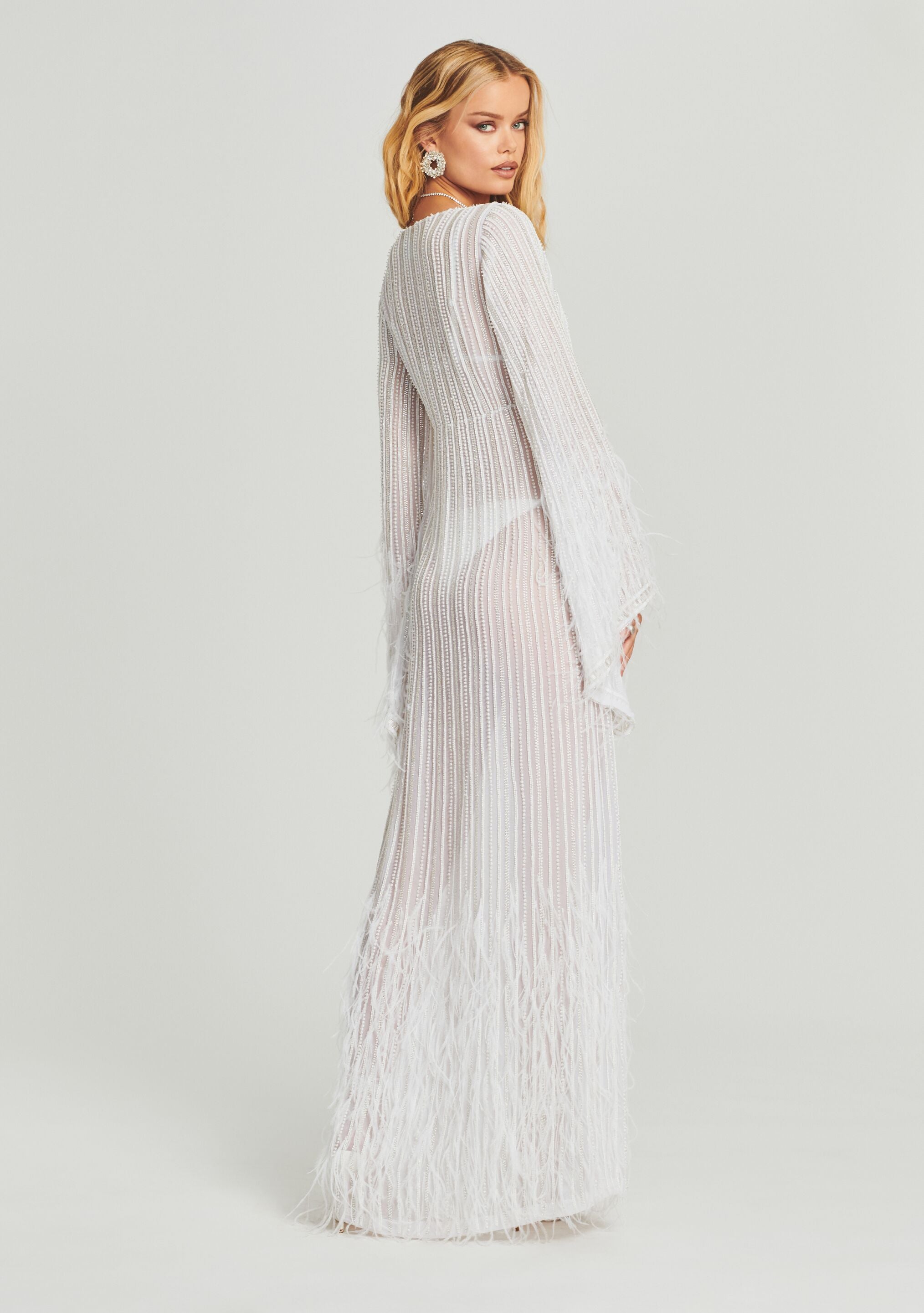 Nasreen Sequin Feather Kimono-Stylulu