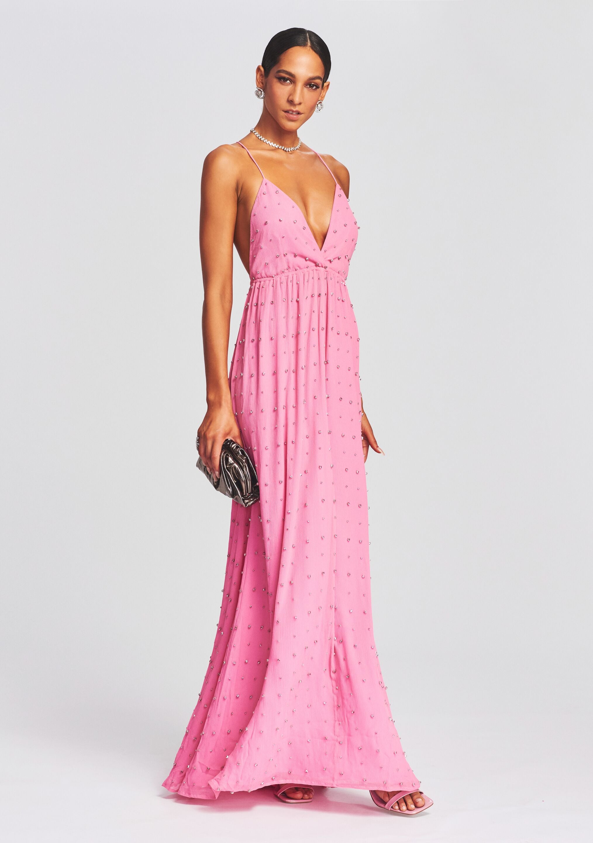 Zadie Embellished Silk Chiffon Dress-Stylulu