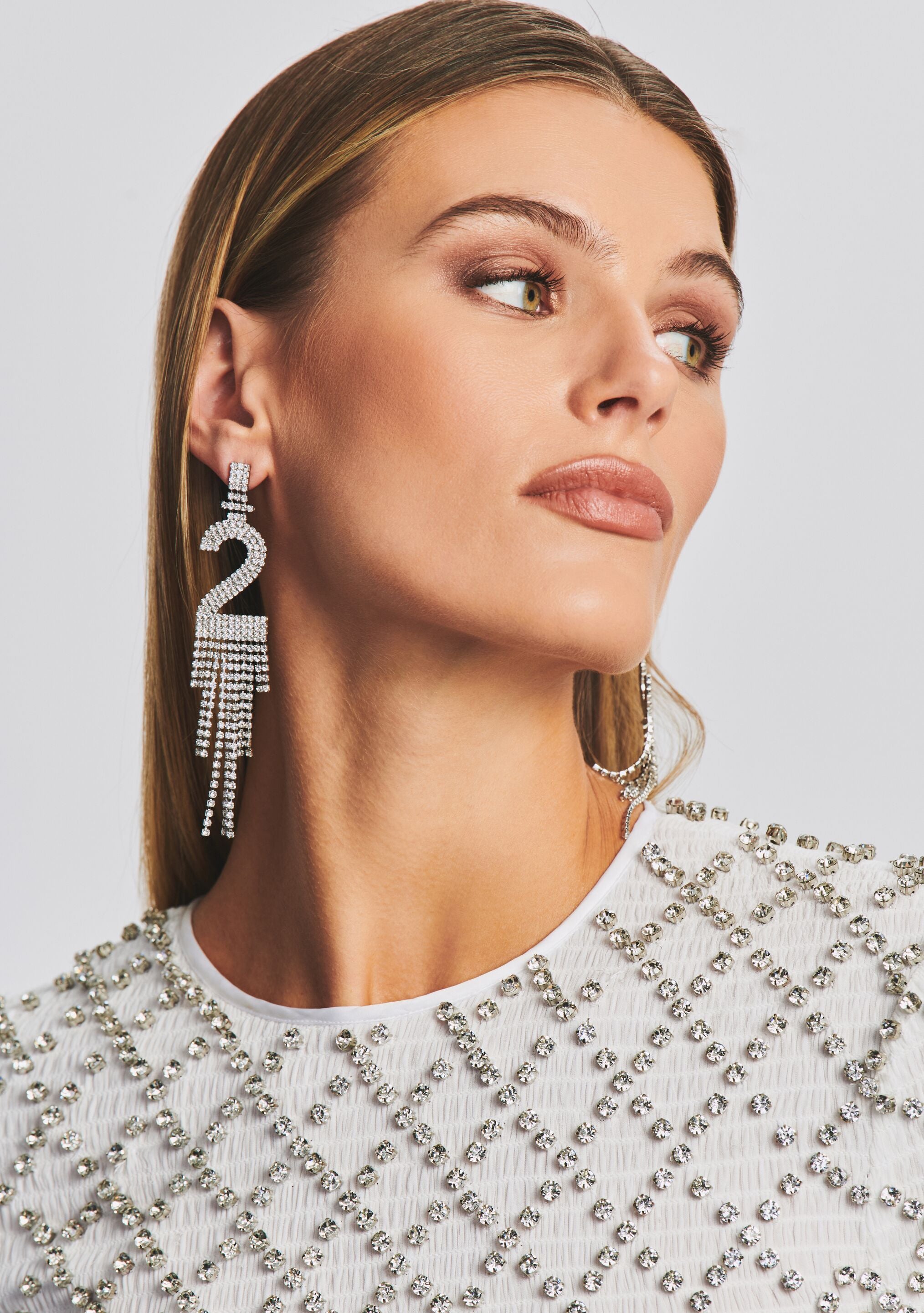 Number Rhinestone Earring-Stylulu