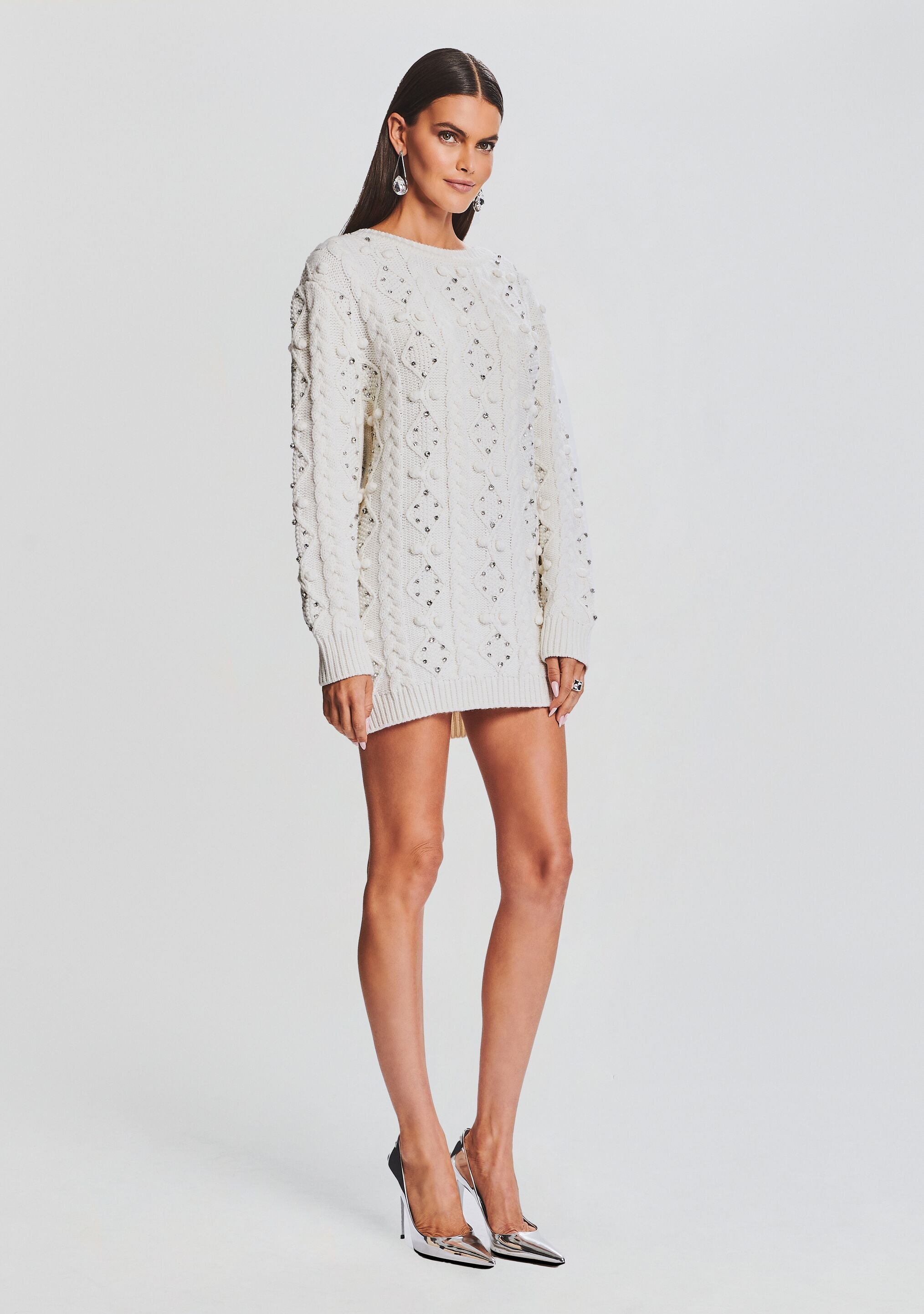 Maple Embellished Sweater Dress-Stylulu