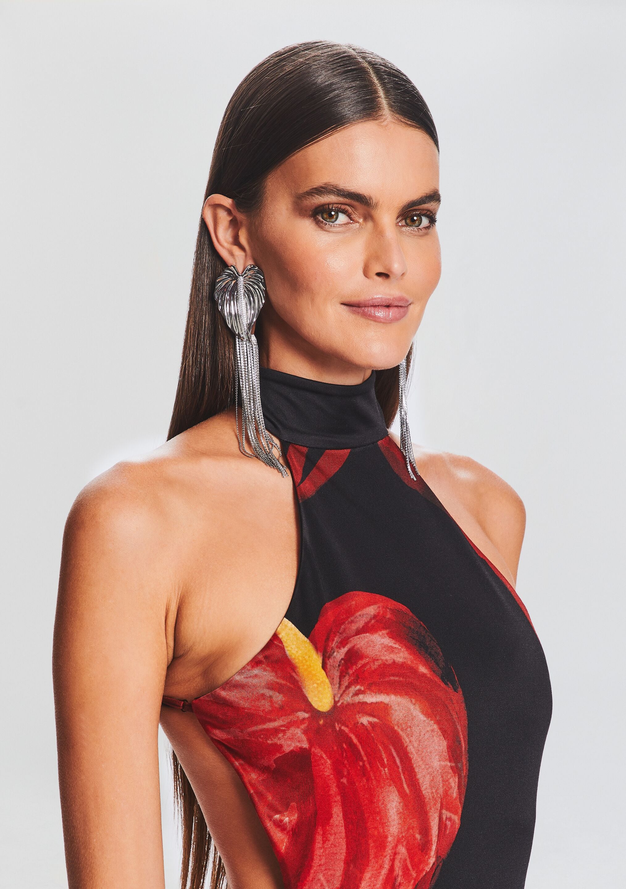 Anthurium Drop Crystal Earring-Stylulu