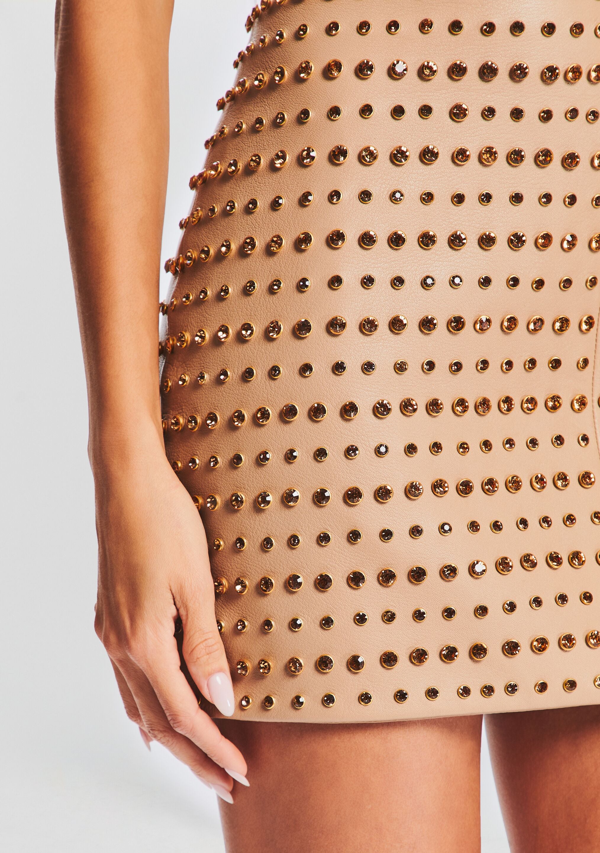 Rhya Embellished Leather Dress-Stylulu