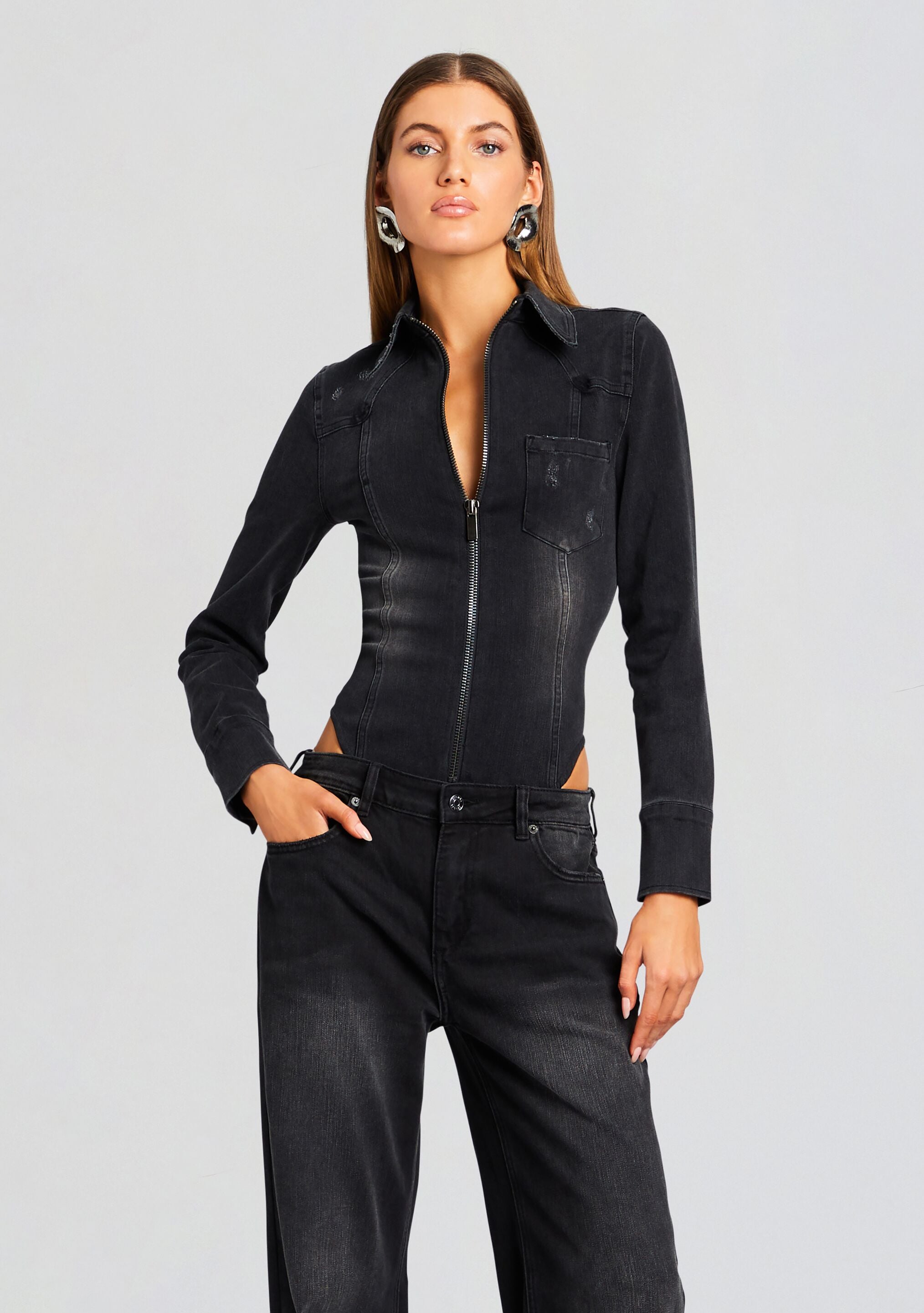 Helena Denim Bodysuit-Stylulu