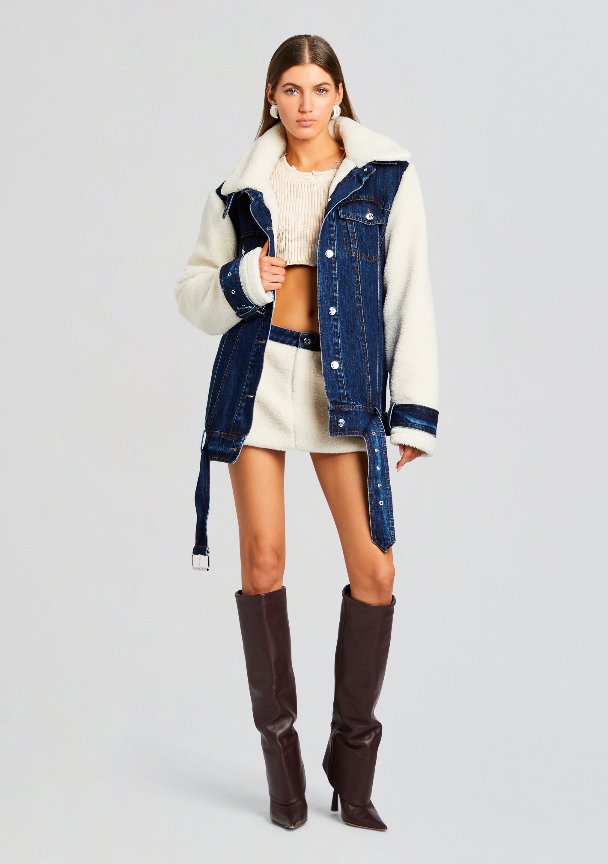 Mink Teddy Denim Jacket-Stylulu