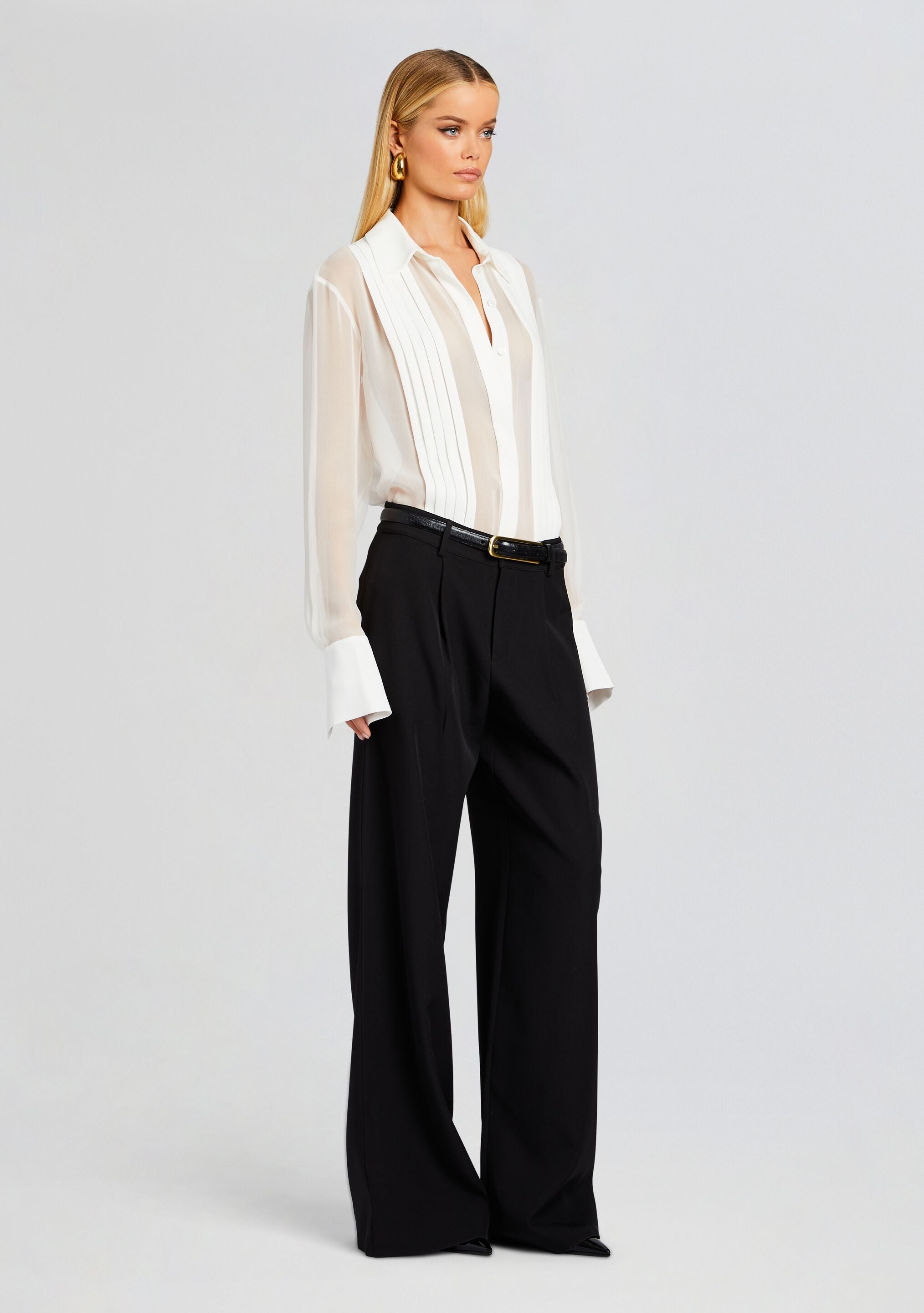 Meghan Panelled Silk Blouse-Stylulu